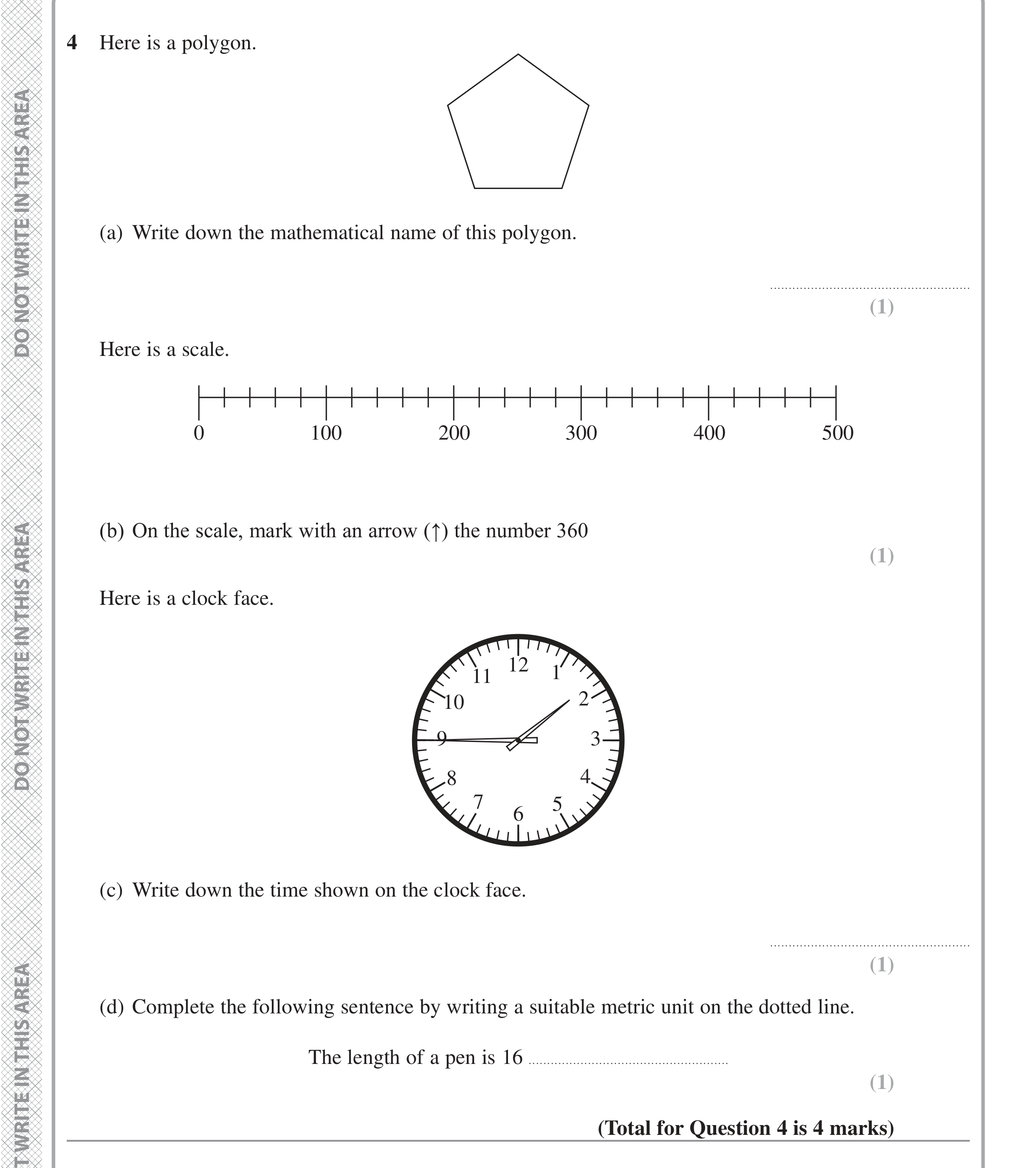 Question 4 — Polygons, Time Questions — Edexcel iGCSE June 2022