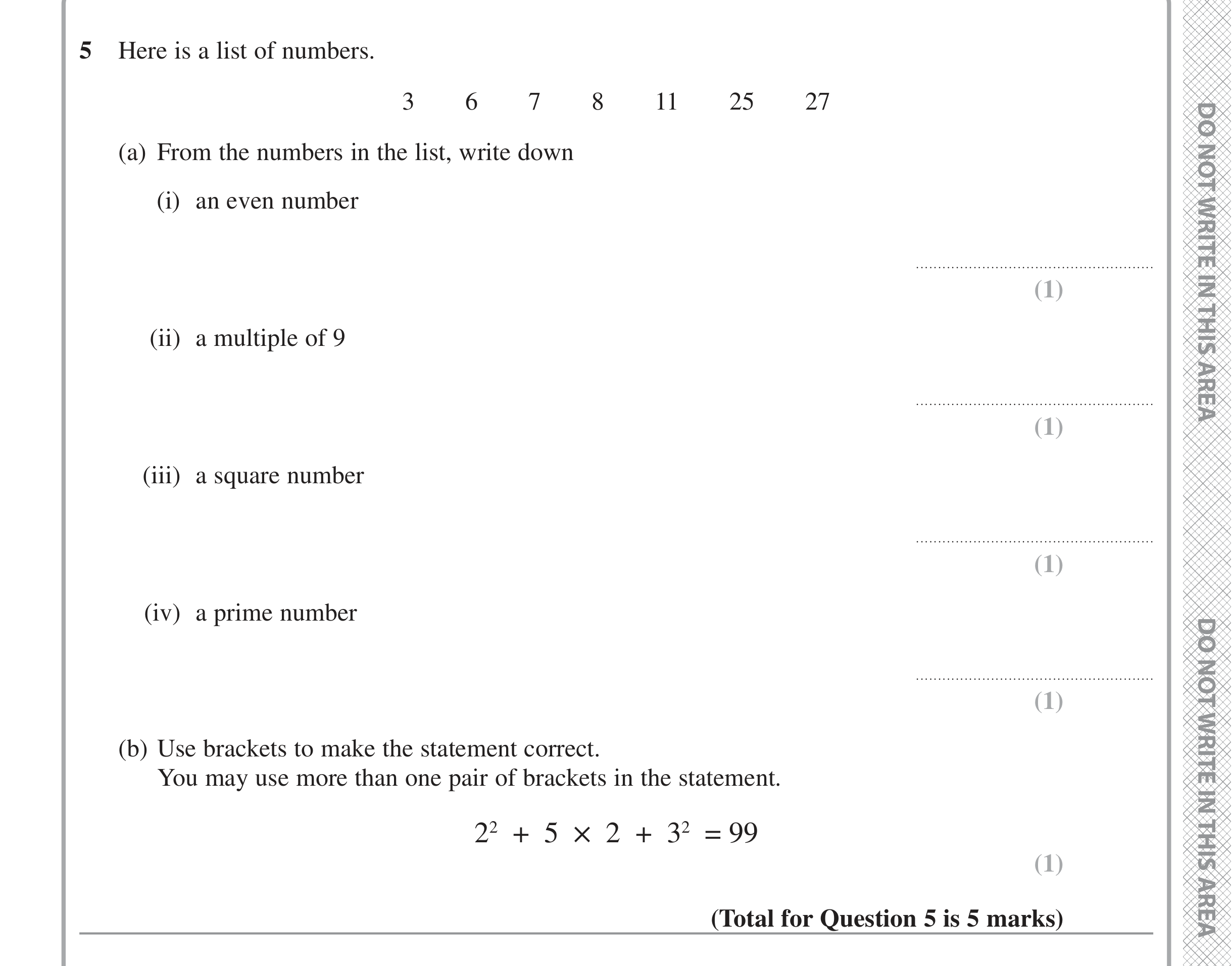 Question 5 — Numbers — Edexcel iGCSE June 2022