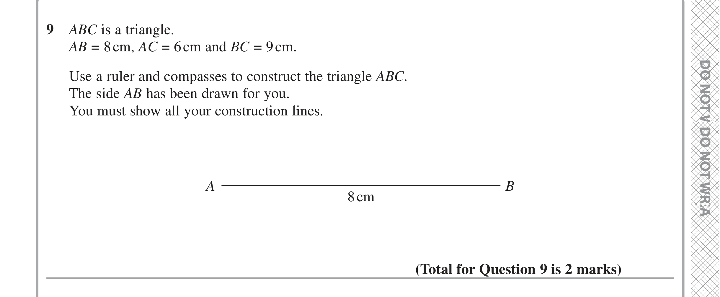 Question 9 — Construction — Edexcel iGCSE June 2022