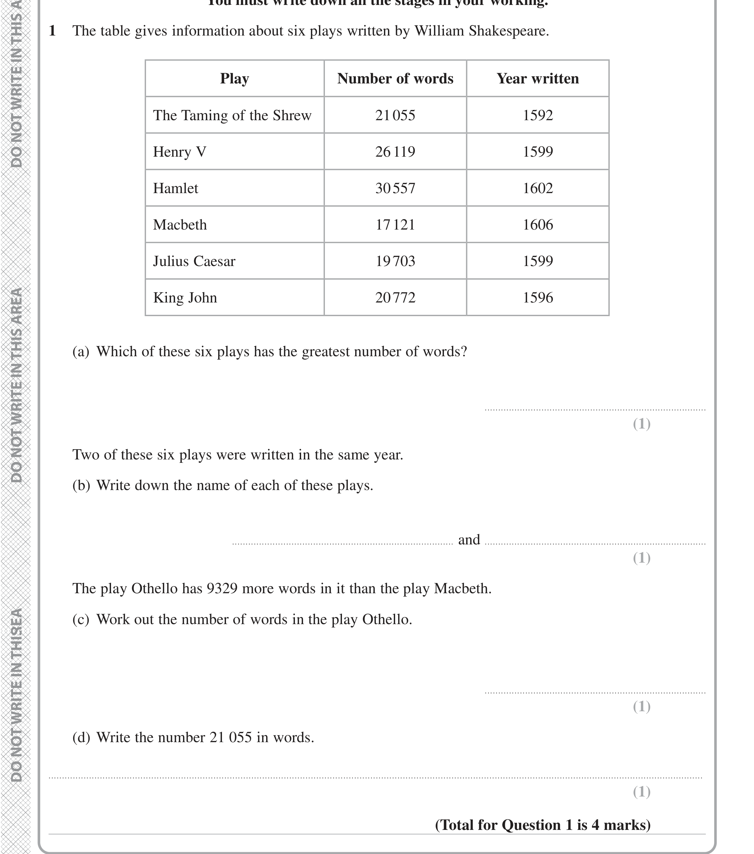 Question 1 — Interpret Statistical Diagrams — Edexcel iGCSE Jan 2023