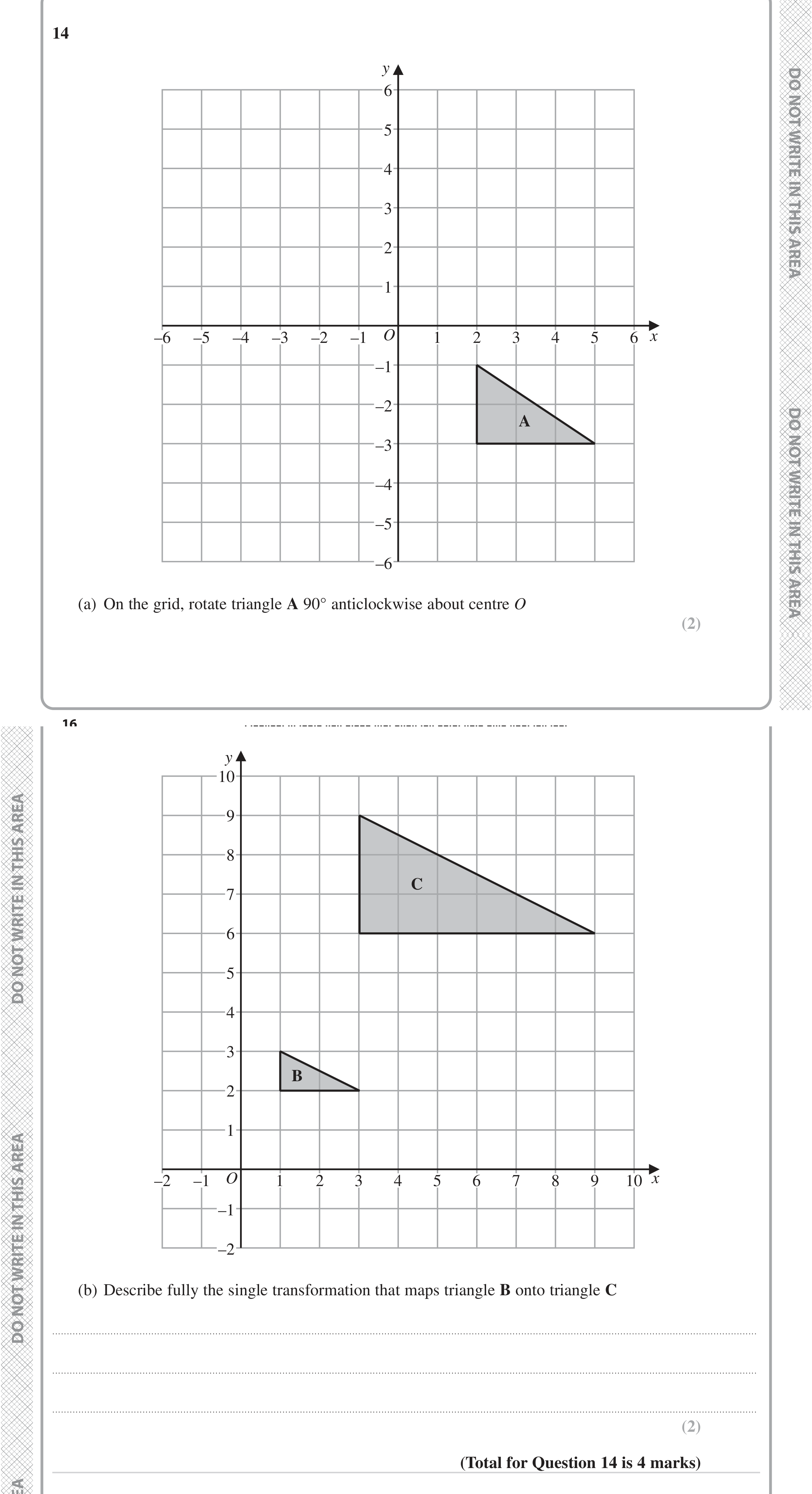 Question 14 — Rotations/Reflections/Translations/Enlargements — Edexcel iGCSE Jan 2023