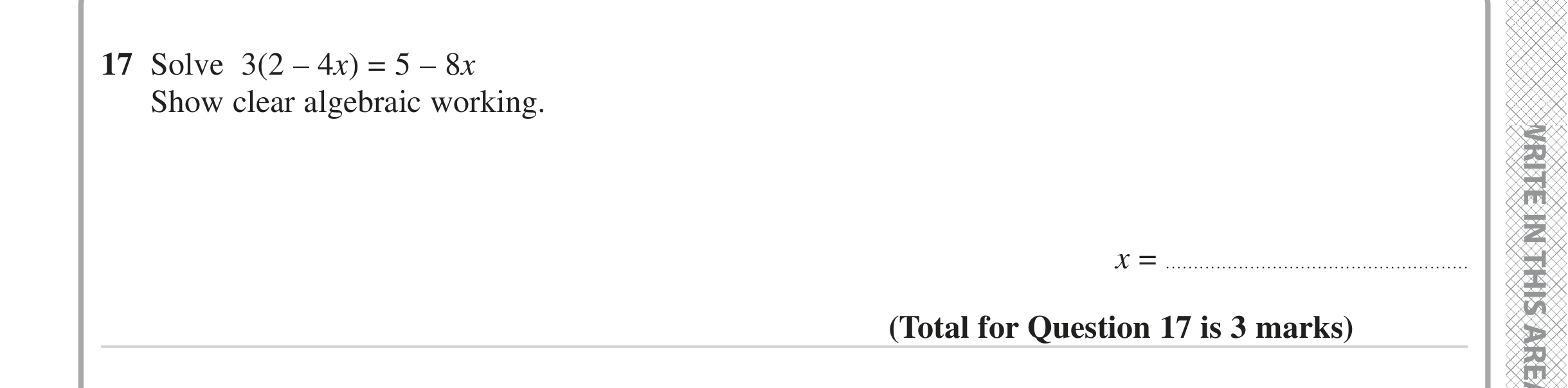 Question 17 — Linear Equations — Edexcel iGCSE Jan 2023