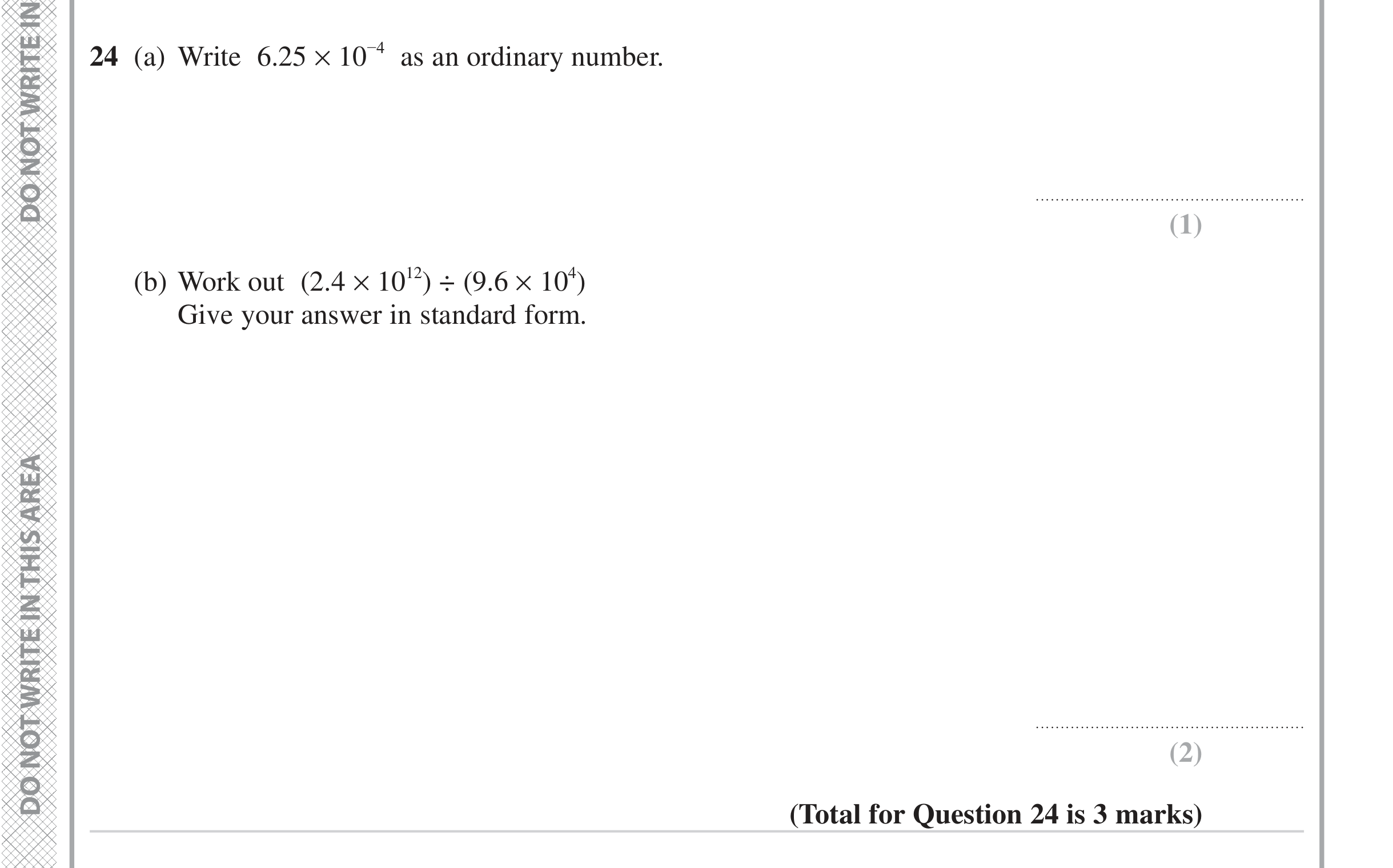 Question 24 — Standard Form — Edexcel iGCSE Jan 2023