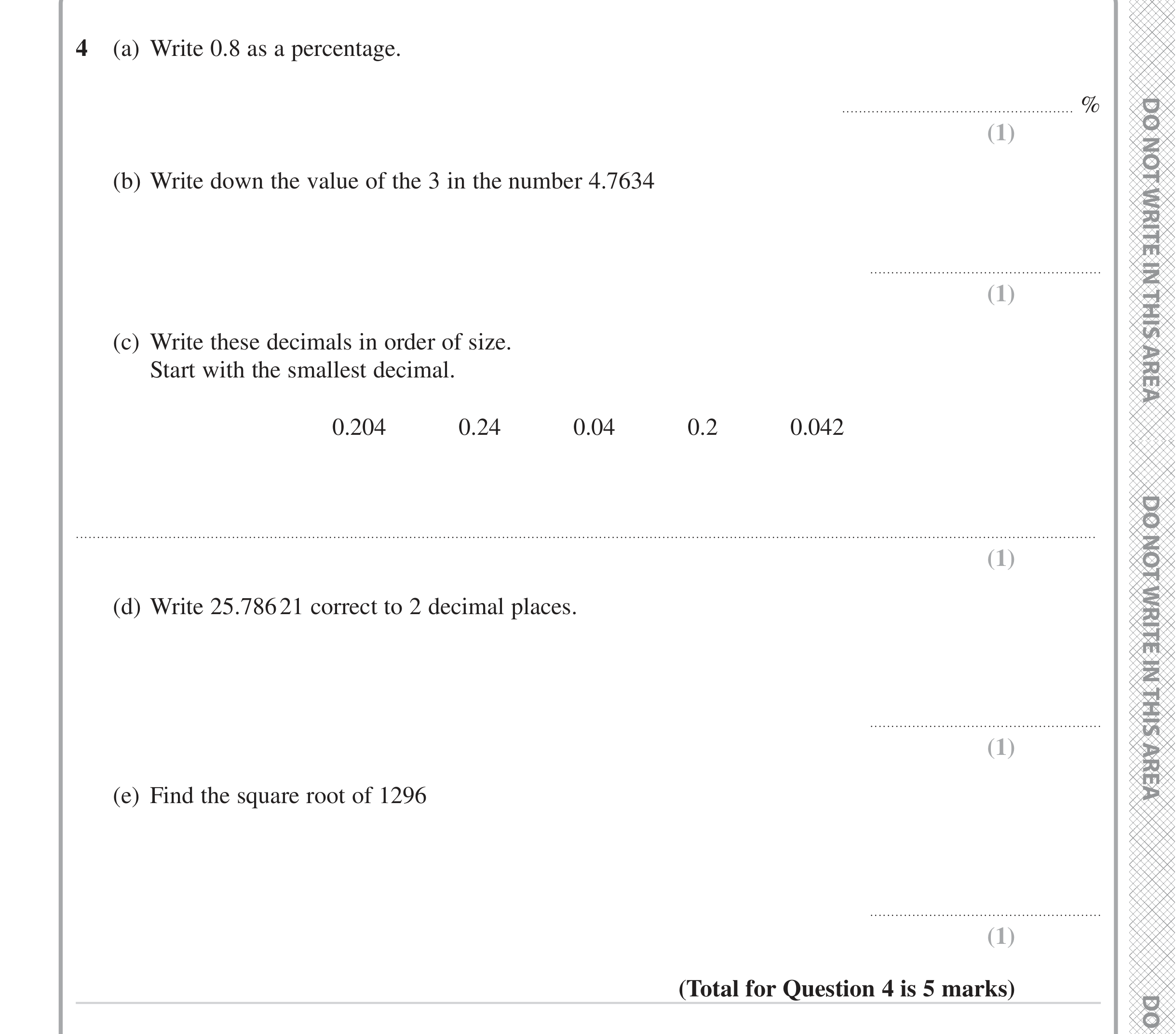 Question 4 — Decimals, Percentages, Rounding — Edexcel iGCSE Jan 2023