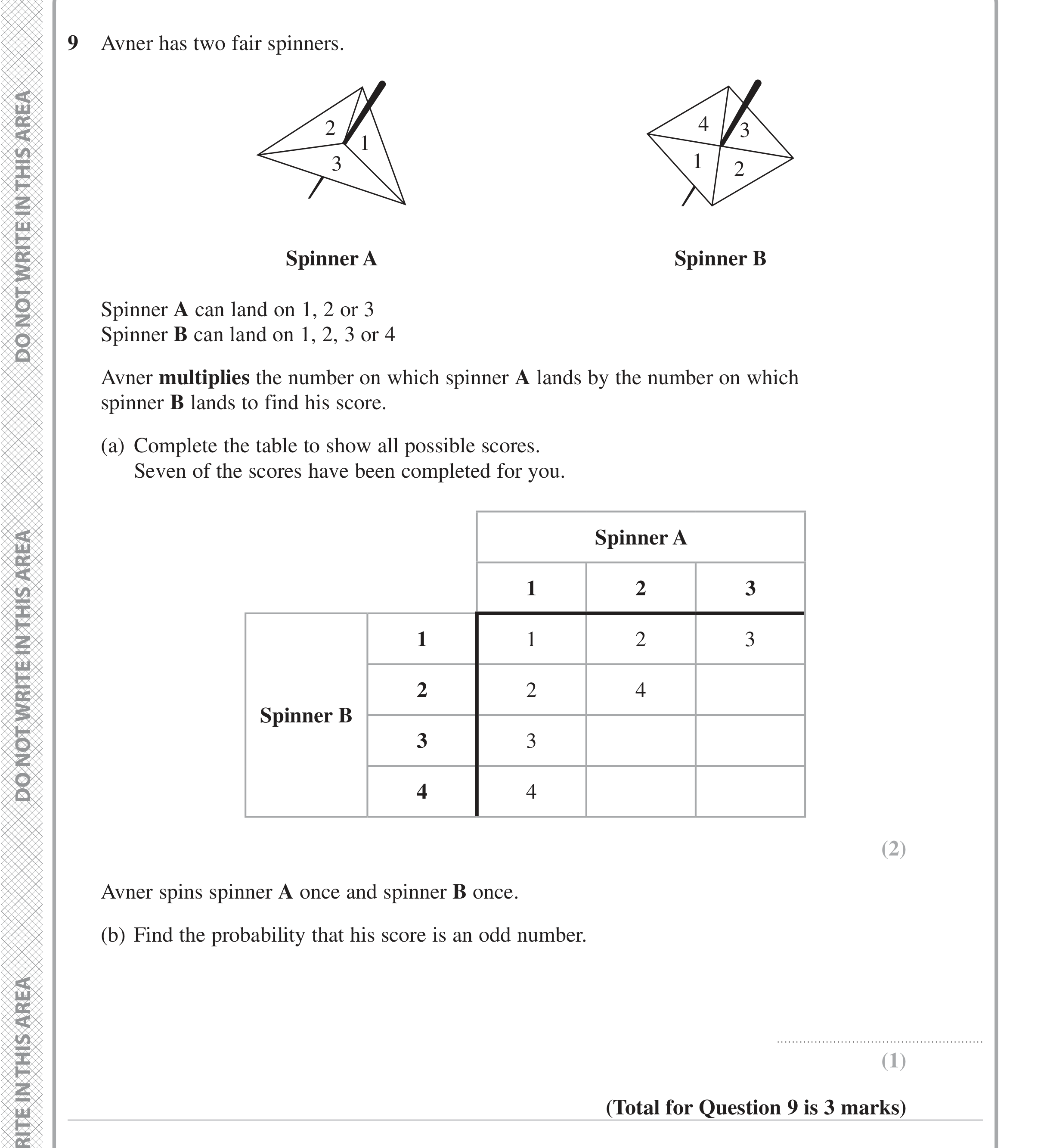 Question 9 — Two Way Table — Edexcel iGCSE Jan 2023