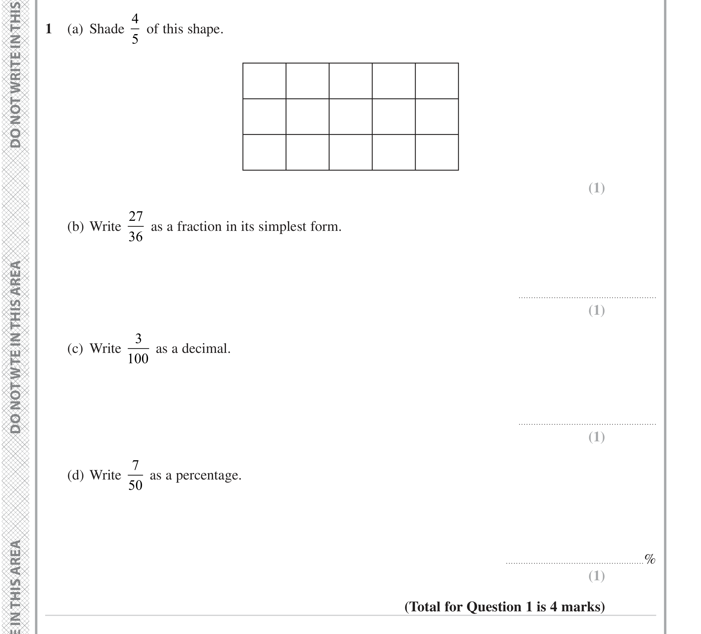 Question 1 — Fractions, Decimals, Percentages — Edexcel iGCSE June 2023