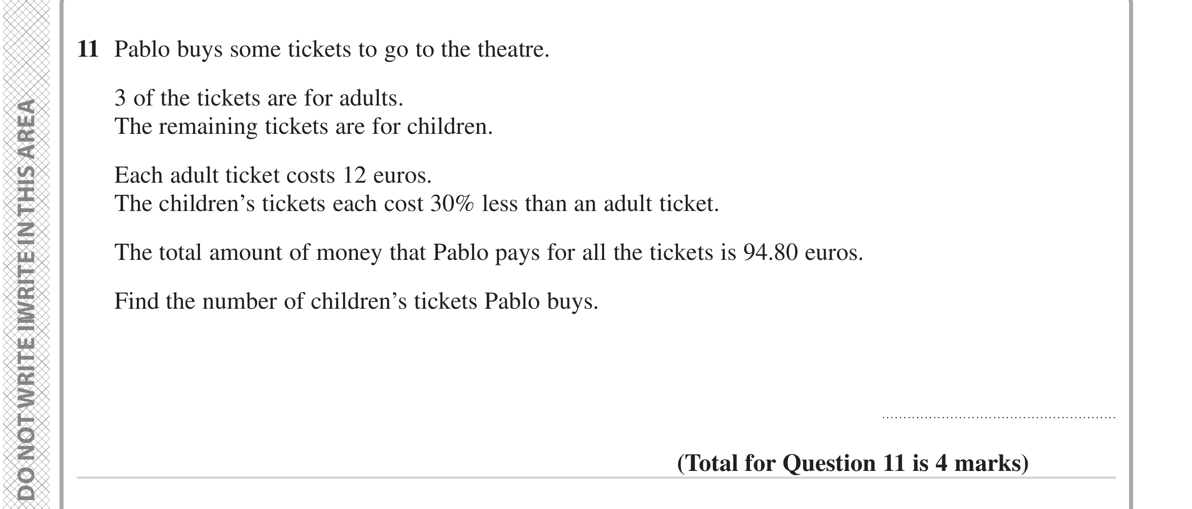 Question 11 — Money Problems, Percentages — Edexcel iGCSE June 2023