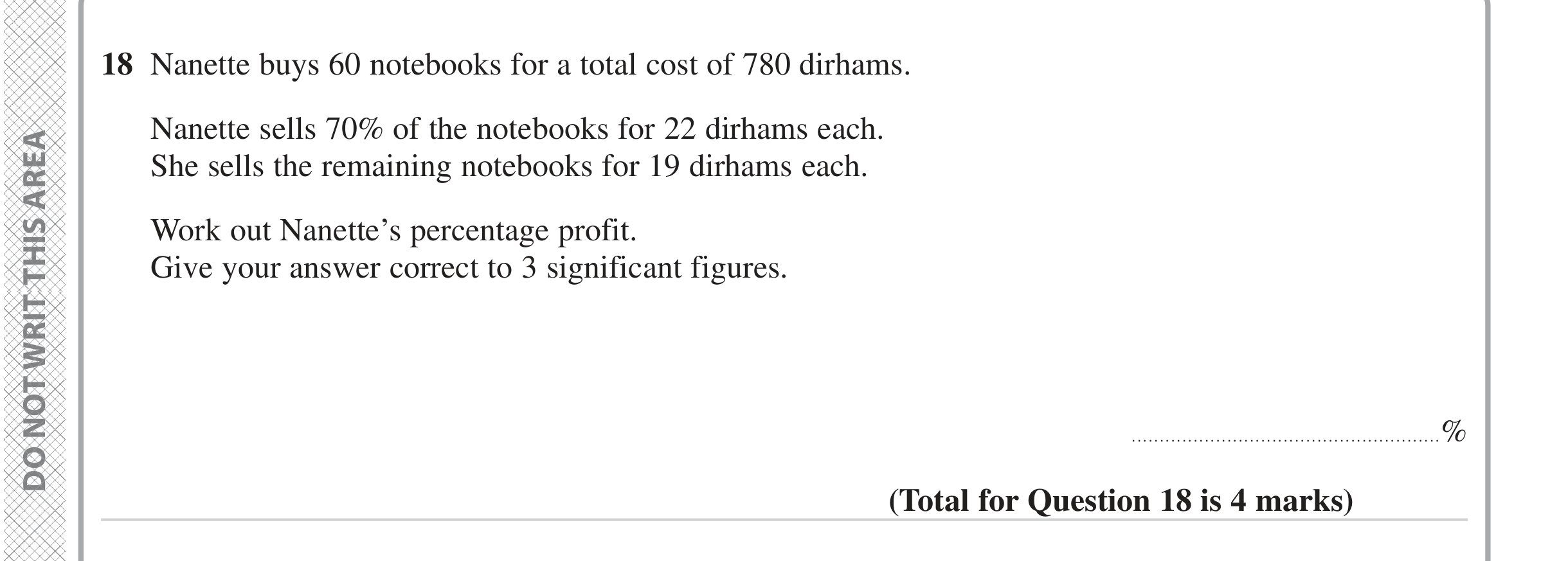 Question 18 — Percentages — Edexcel iGCSE June 2023