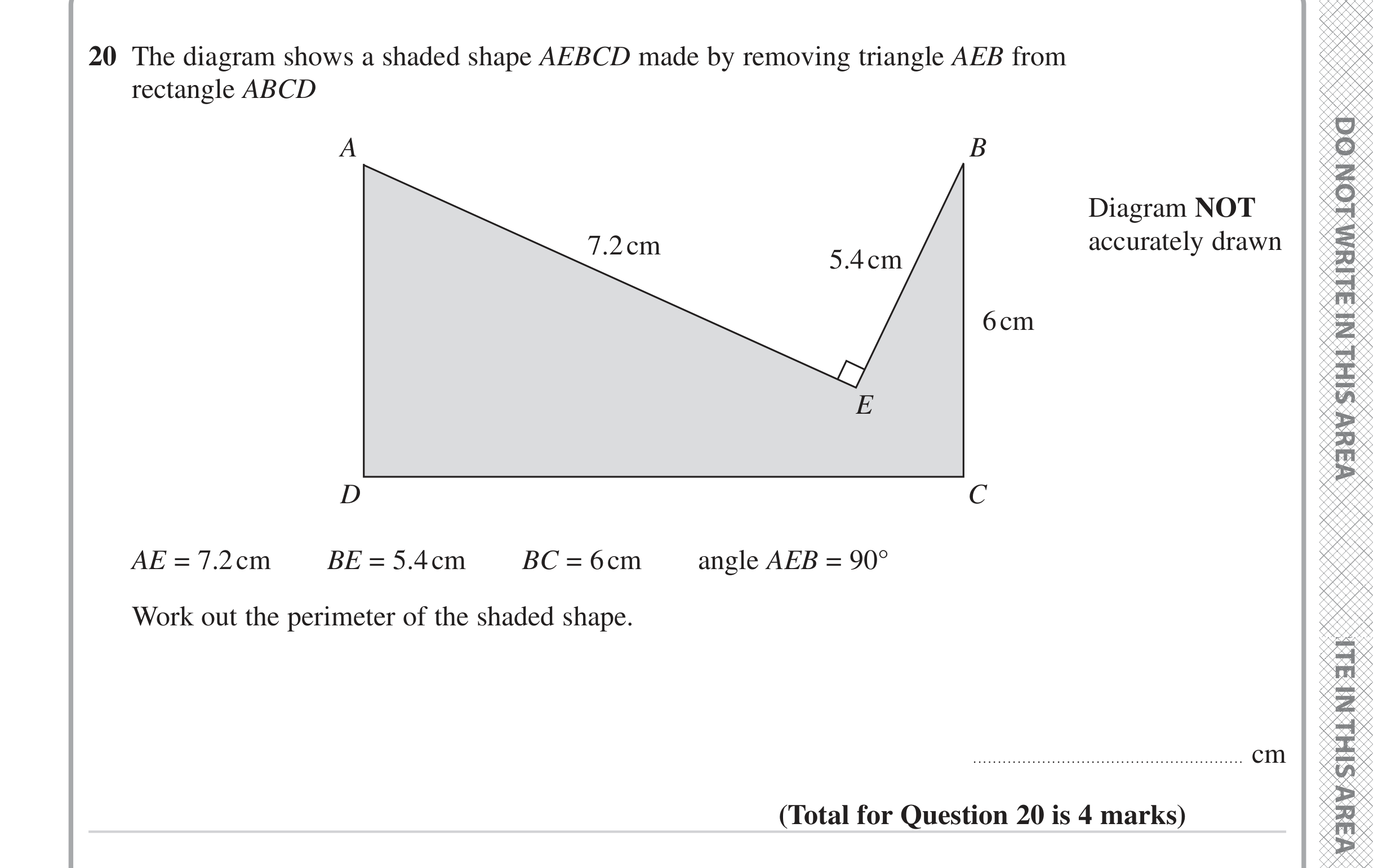 Question 20 — Perimeter and Area — Edexcel iGCSE June 2023