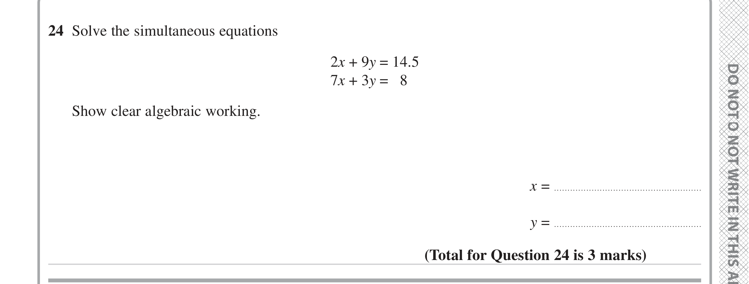 Question 24 — Simultaneous Equations — Edexcel iGCSE June 2023