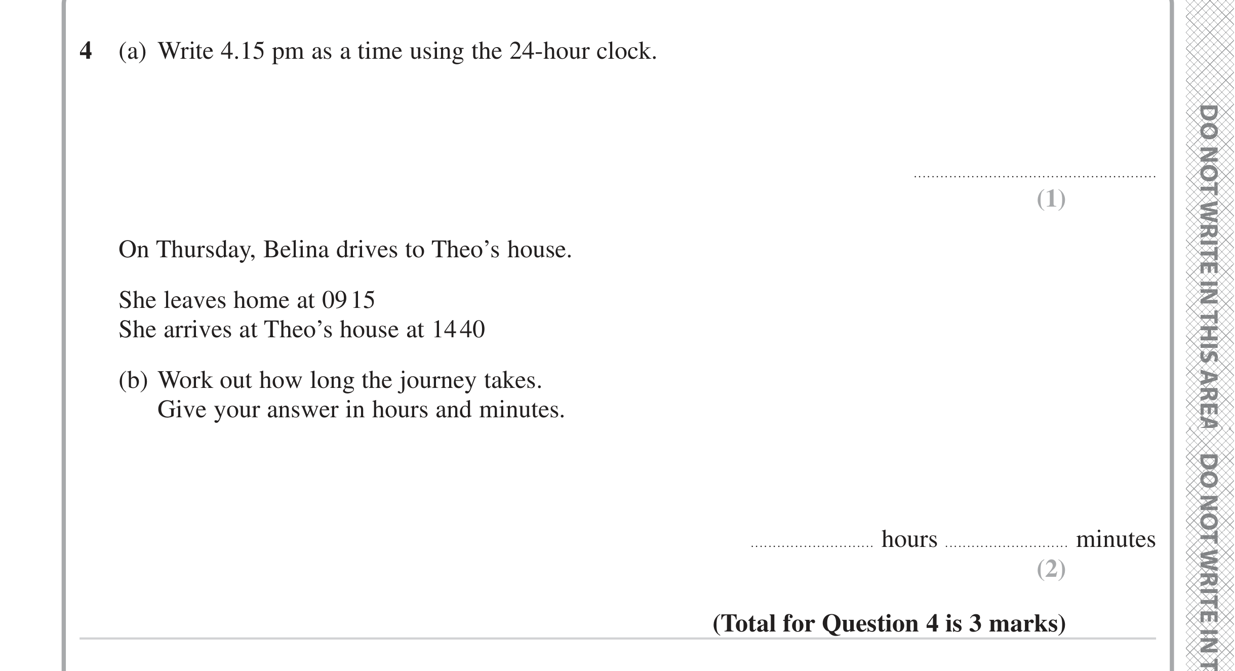 Question 4 — Time Questions — Edexcel iGCSE June 2023