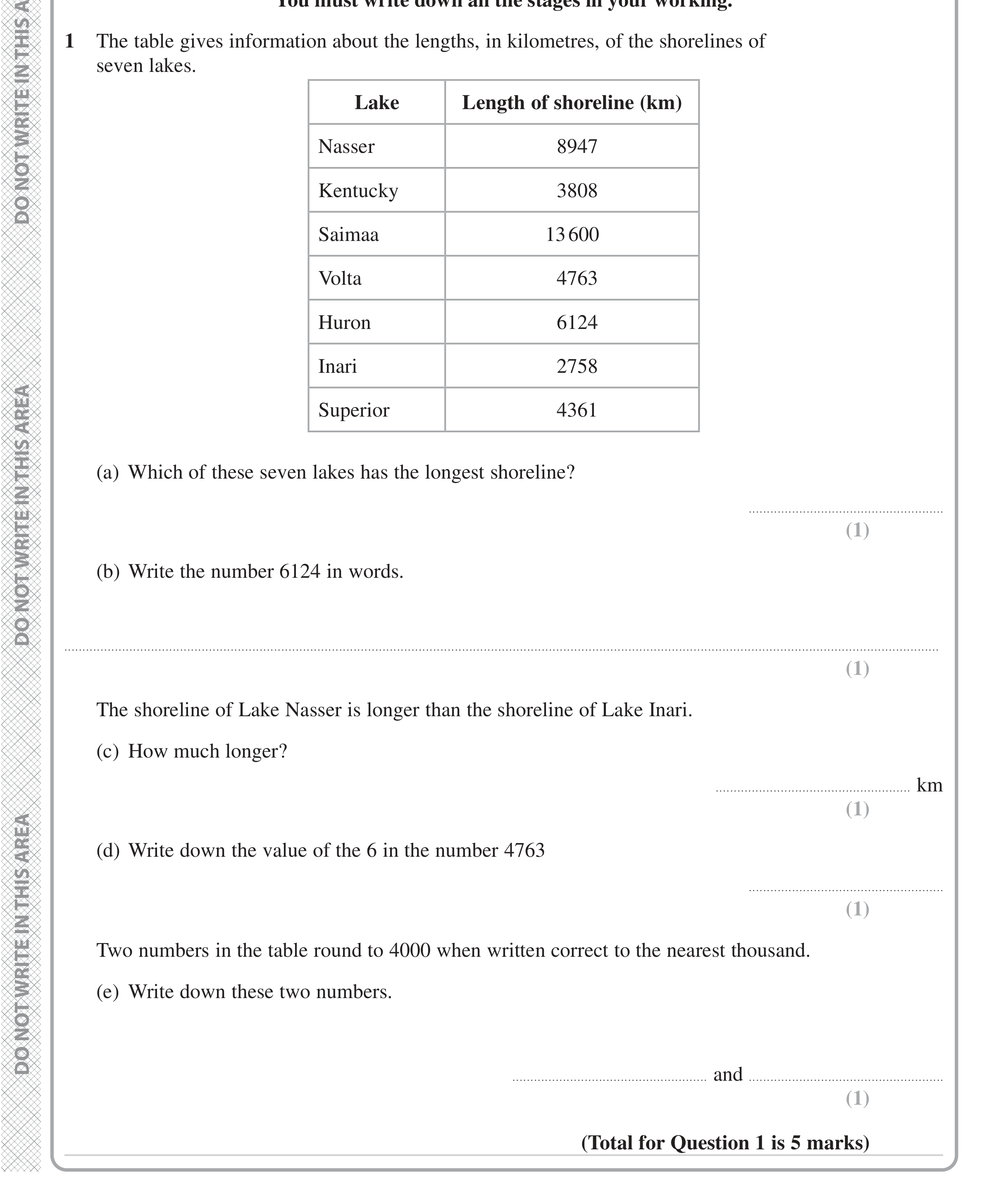 Question 1 — Interpret Statistical Diagrams, Place Value, Rounding — Edexcel iGCSE June 2024