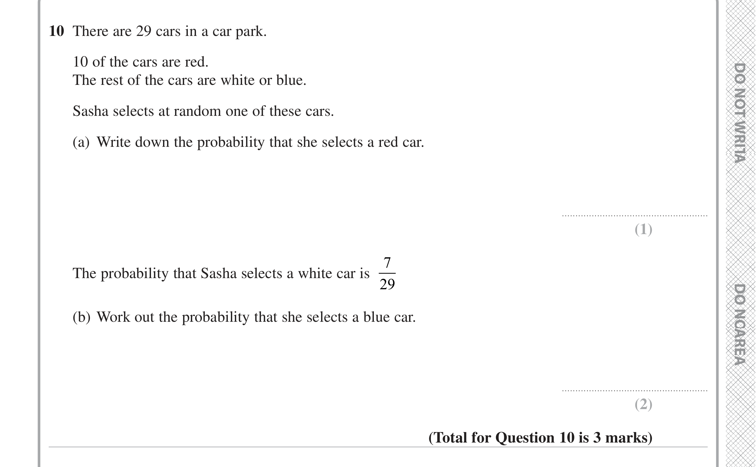 Question 10 — Probability — Edexcel iGCSE June 2024