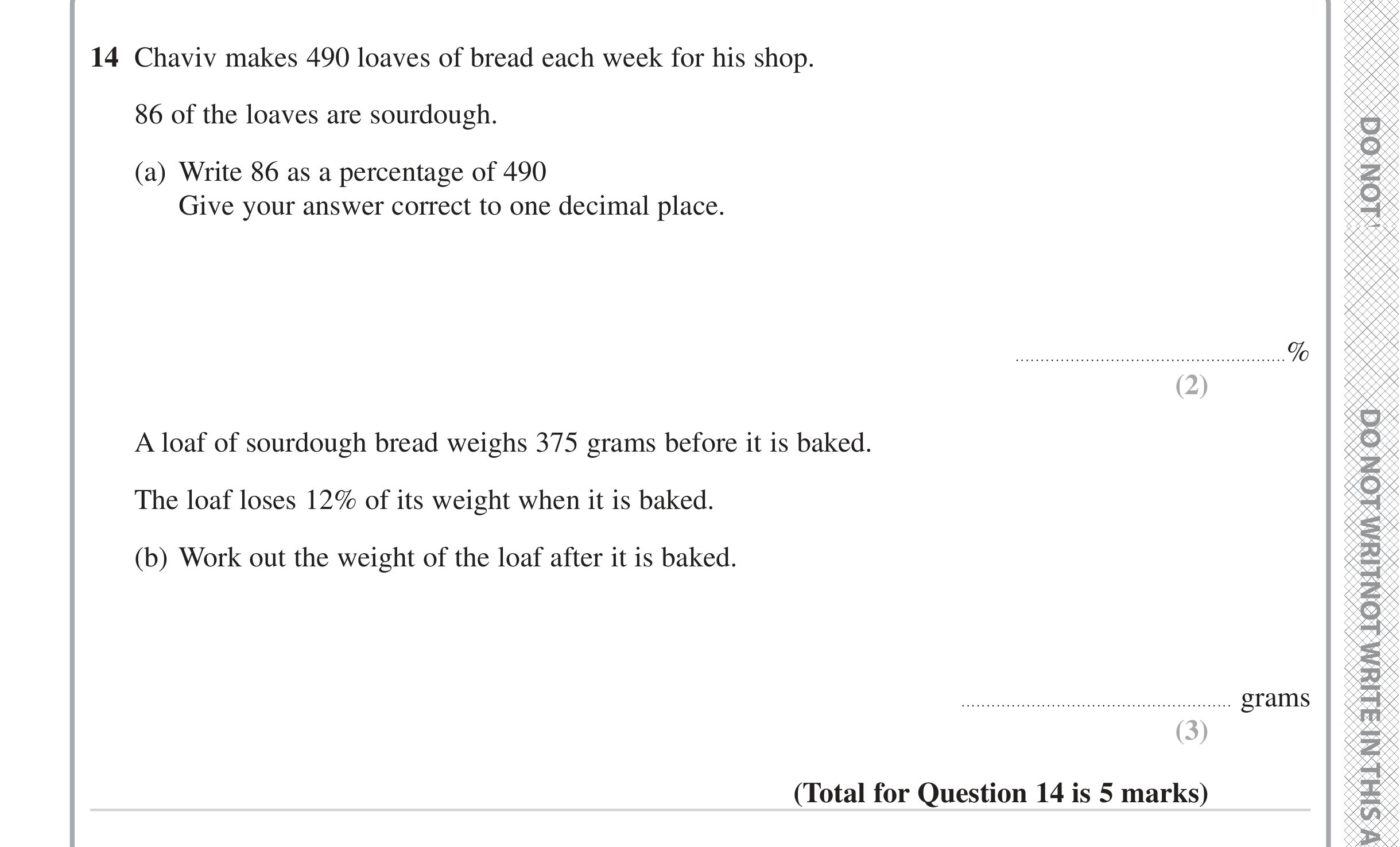 Question 14 — Percentages — Edexcel iGCSE June 2024