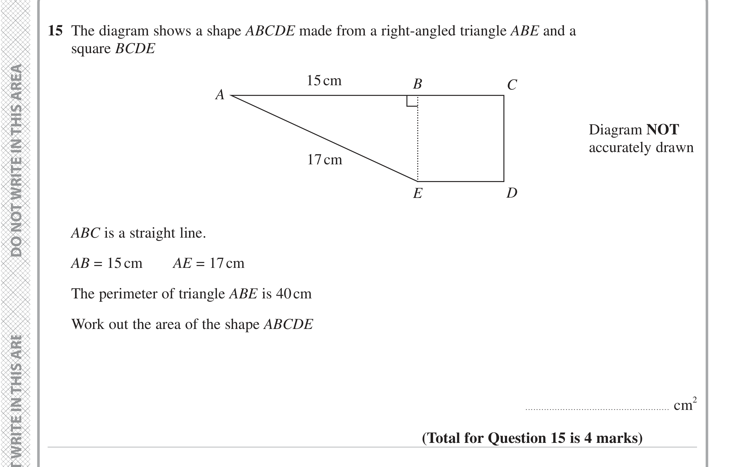 Question 15 — Perimeter and Area — Edexcel iGCSE June 2024