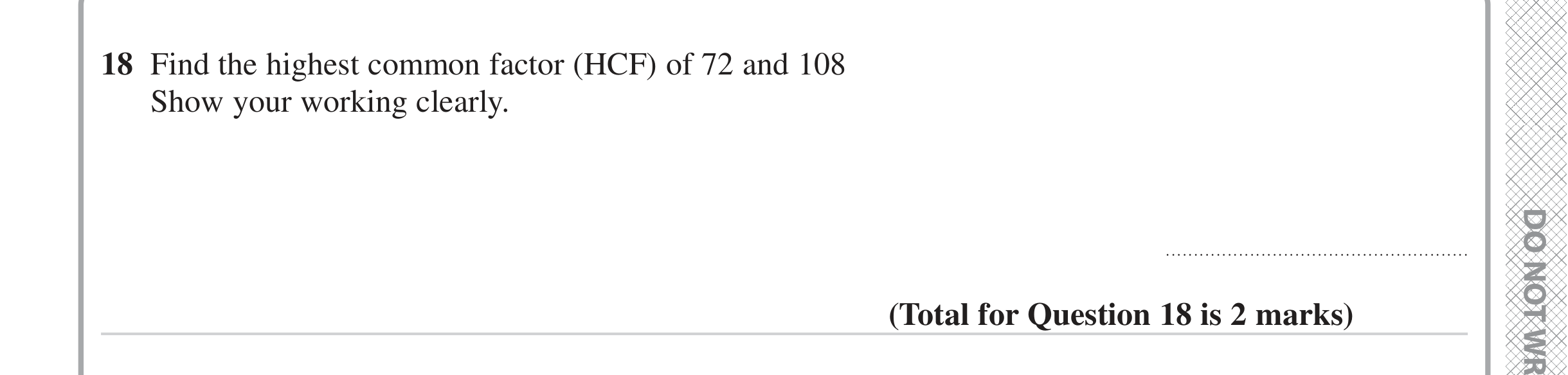 Question 18 — HCF and LCM — Edexcel iGCSE June 2024