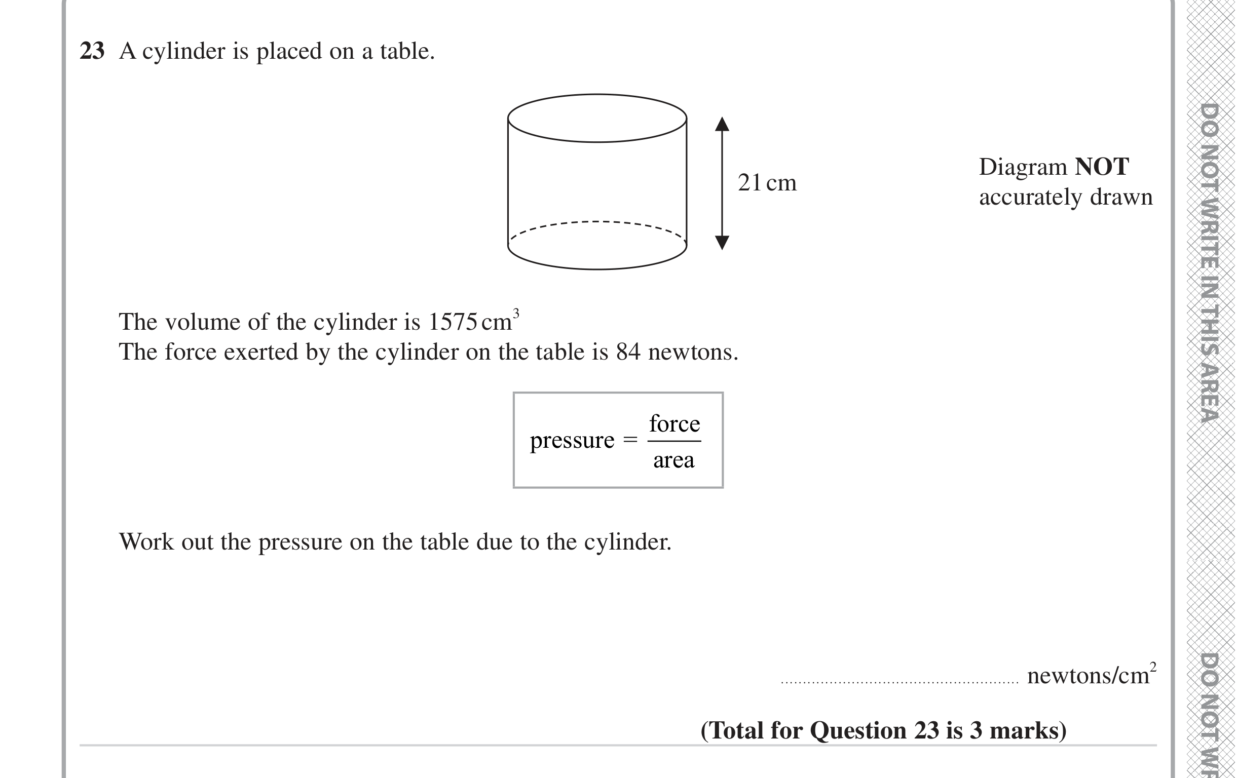 Question 23 — 3D Shapes and Volume, Speed/Distance/Time/Density/Pressure — Edexcel iGCSE June 2024