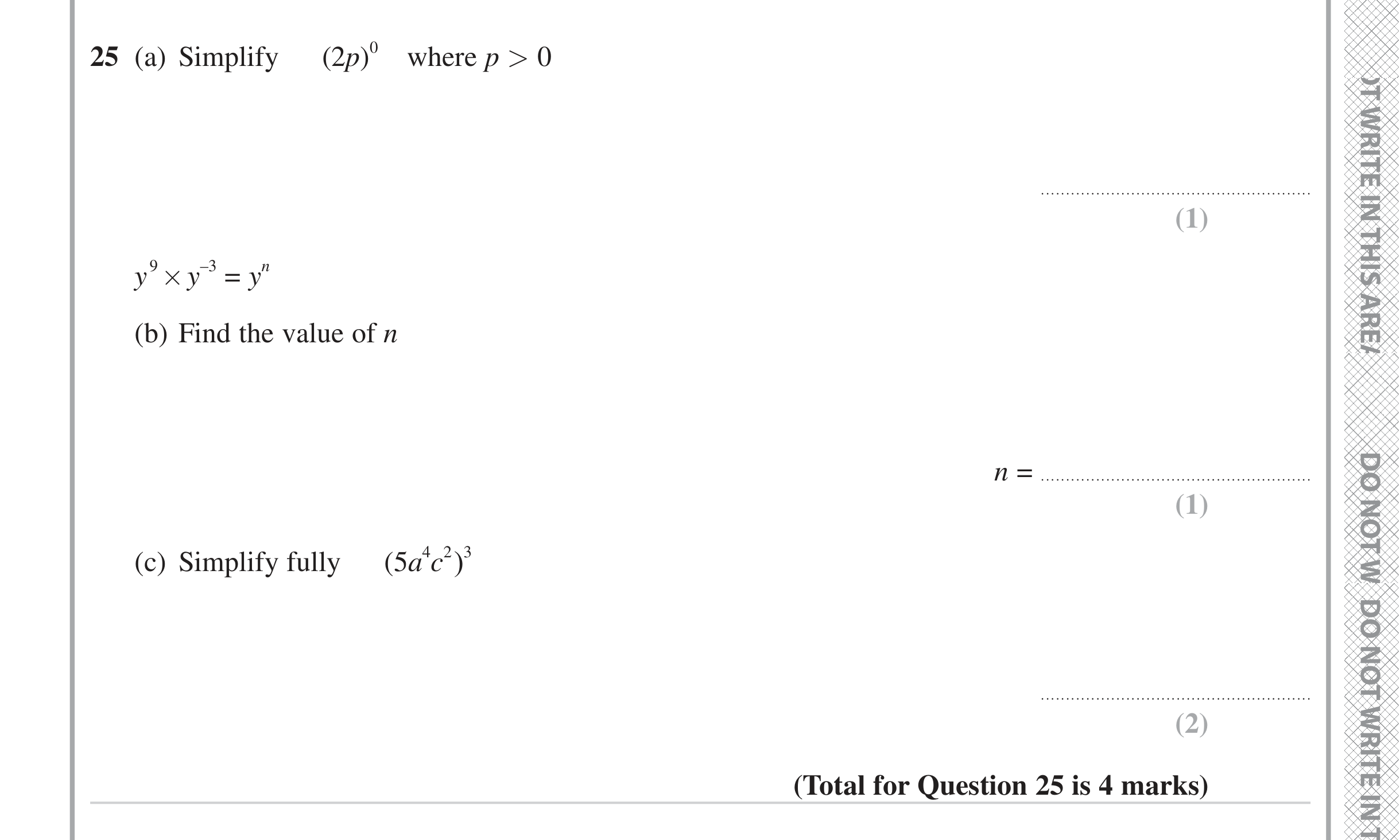 Question 25 — Powers — Edexcel iGCSE June 2024