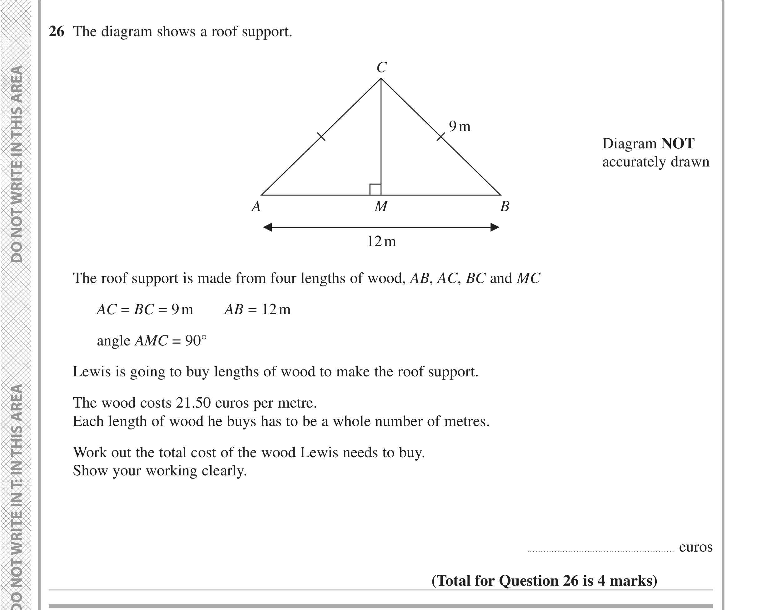 Question 26 — Perimeter and Area — Edexcel iGCSE June 2024