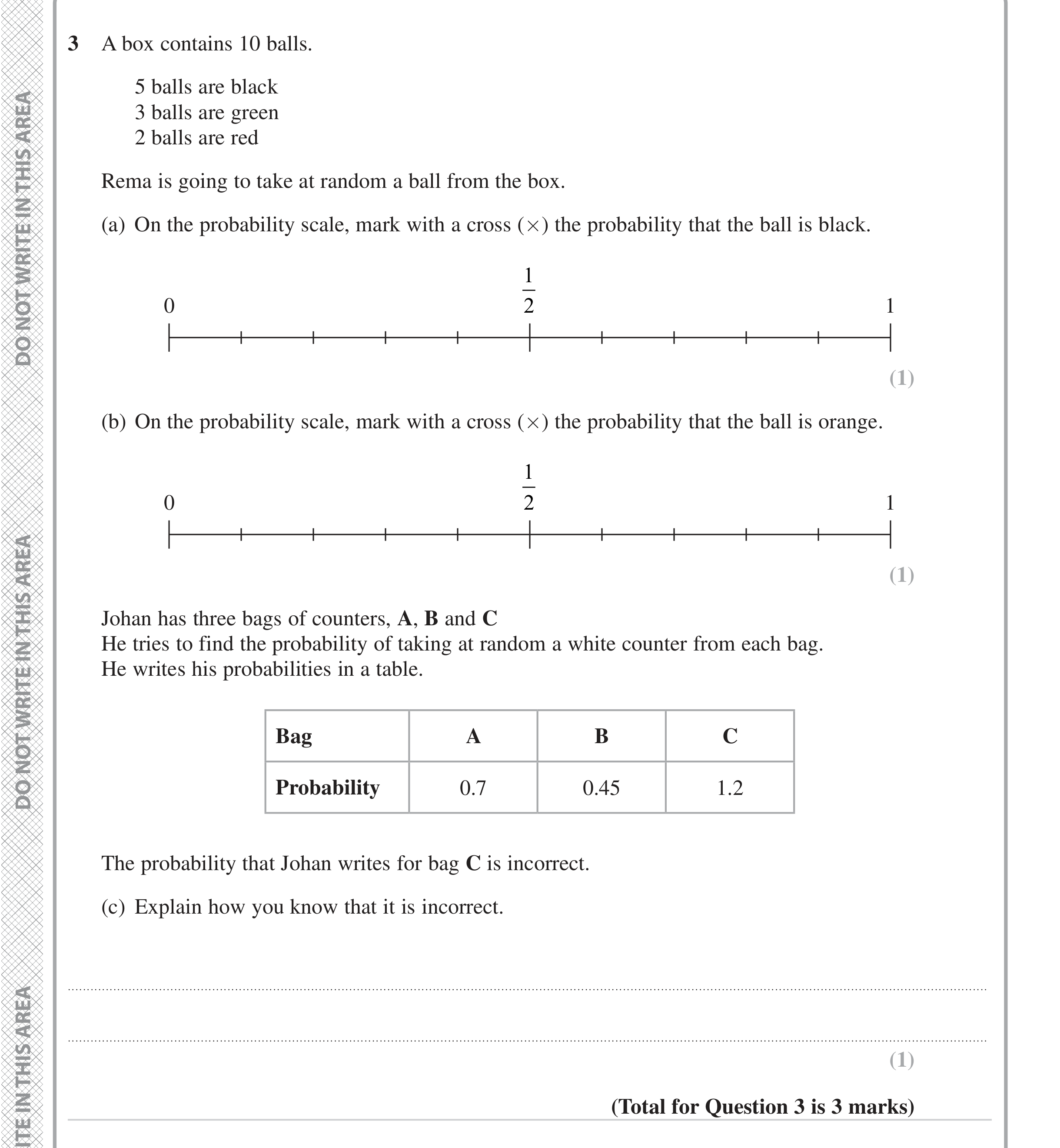 Question 3 — Probability — Edexcel iGCSE June 2024