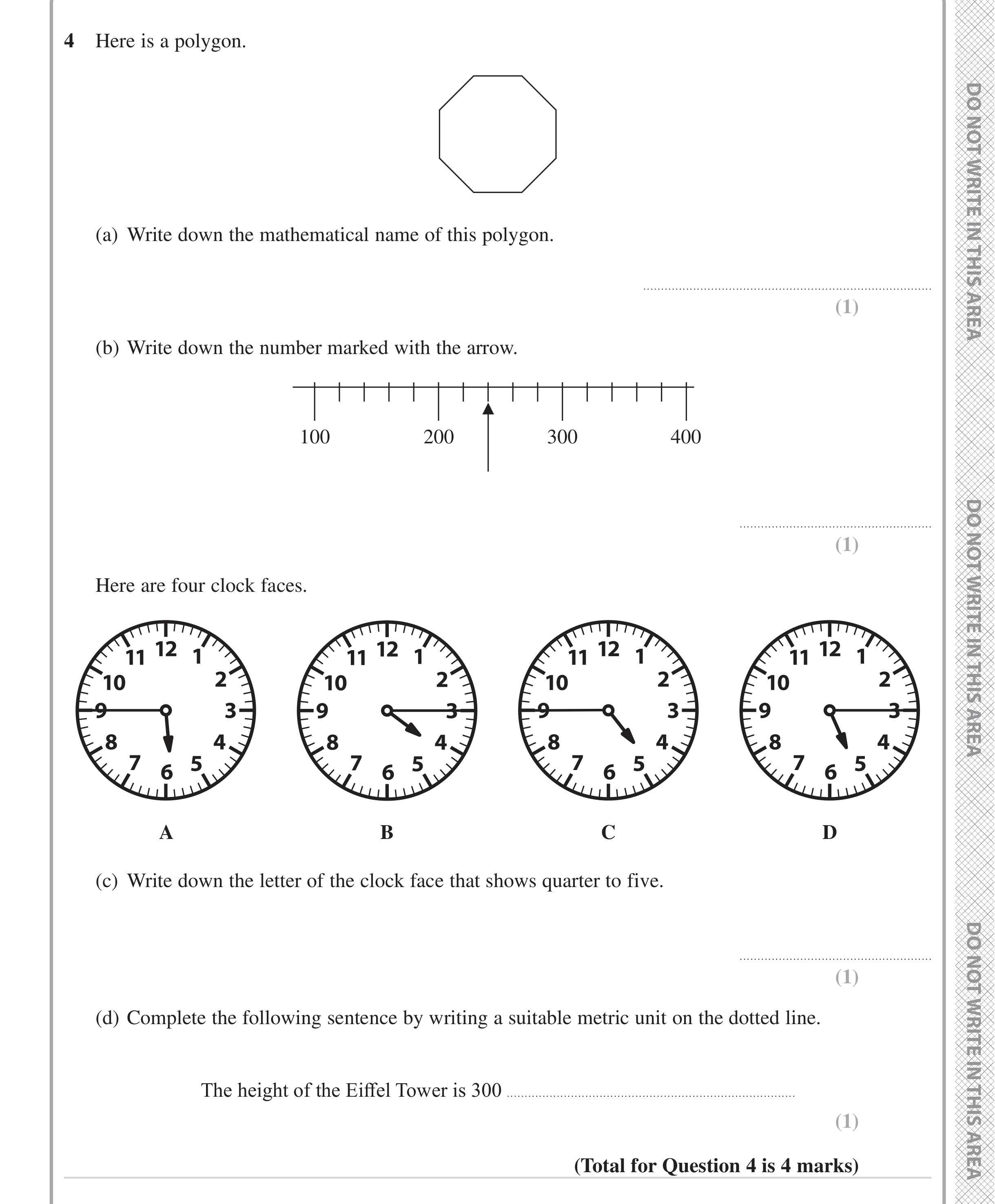 Question 4 — Polygons, Measure — Edexcel iGCSE June 2024
