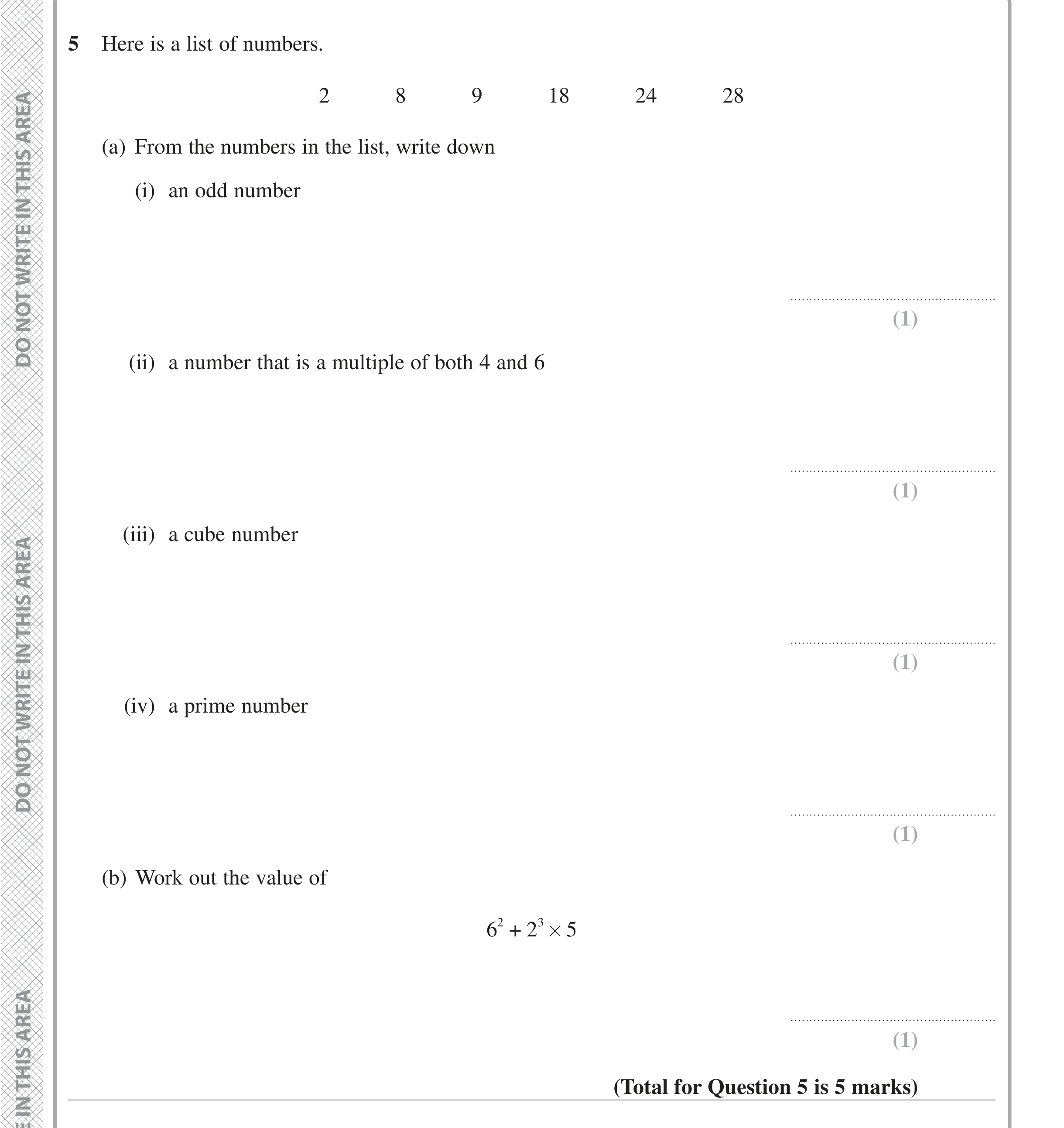 Question 5 — Numbers — Edexcel iGCSE June 2024