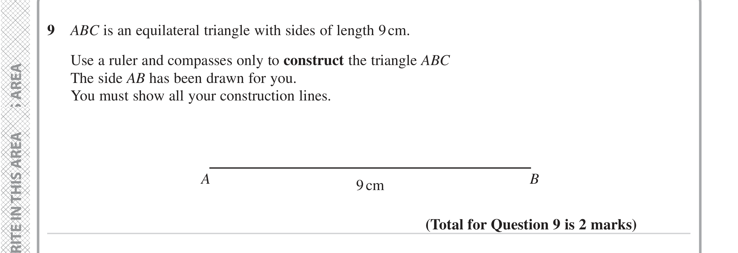 Question 9 — Construction — Edexcel iGCSE June 2024