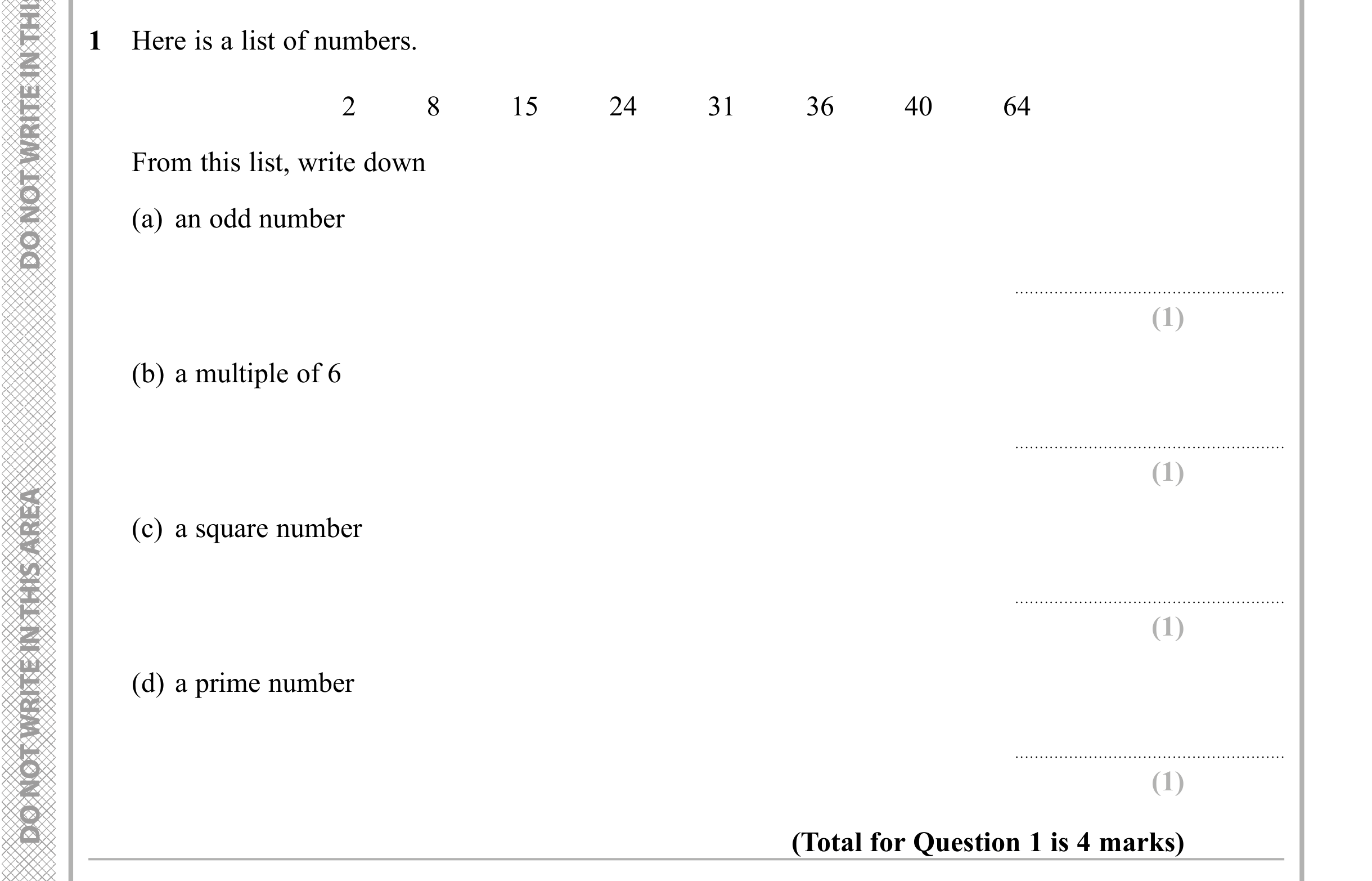 Question 1 — Numbers — Edexcel iGCSE Sample Paper