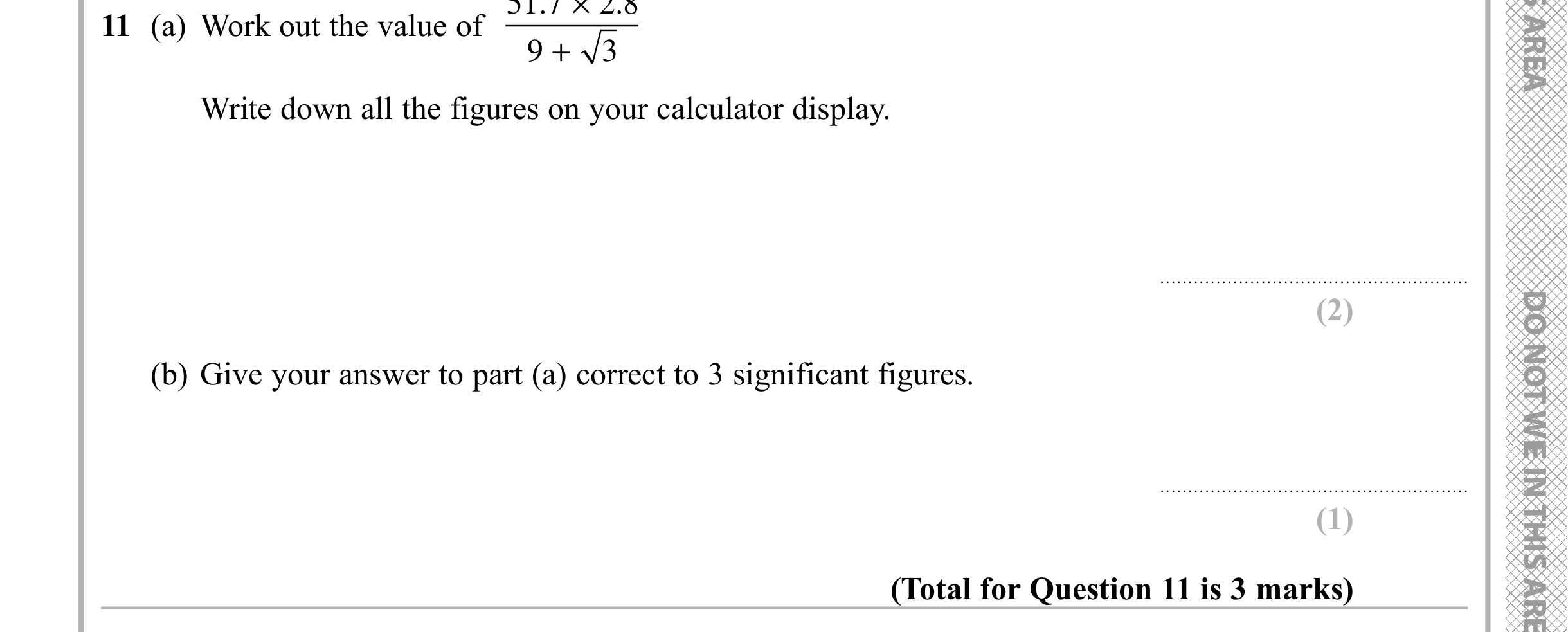 Question 11 — Calculator Questions, Rounding — Edexcel iGCSE Sample Paper