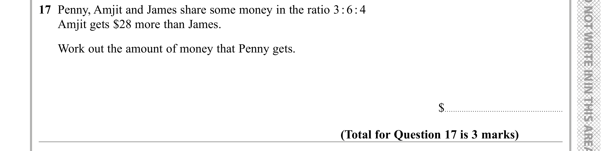 Question 17 — Ratios — Edexcel iGCSE Sample Paper