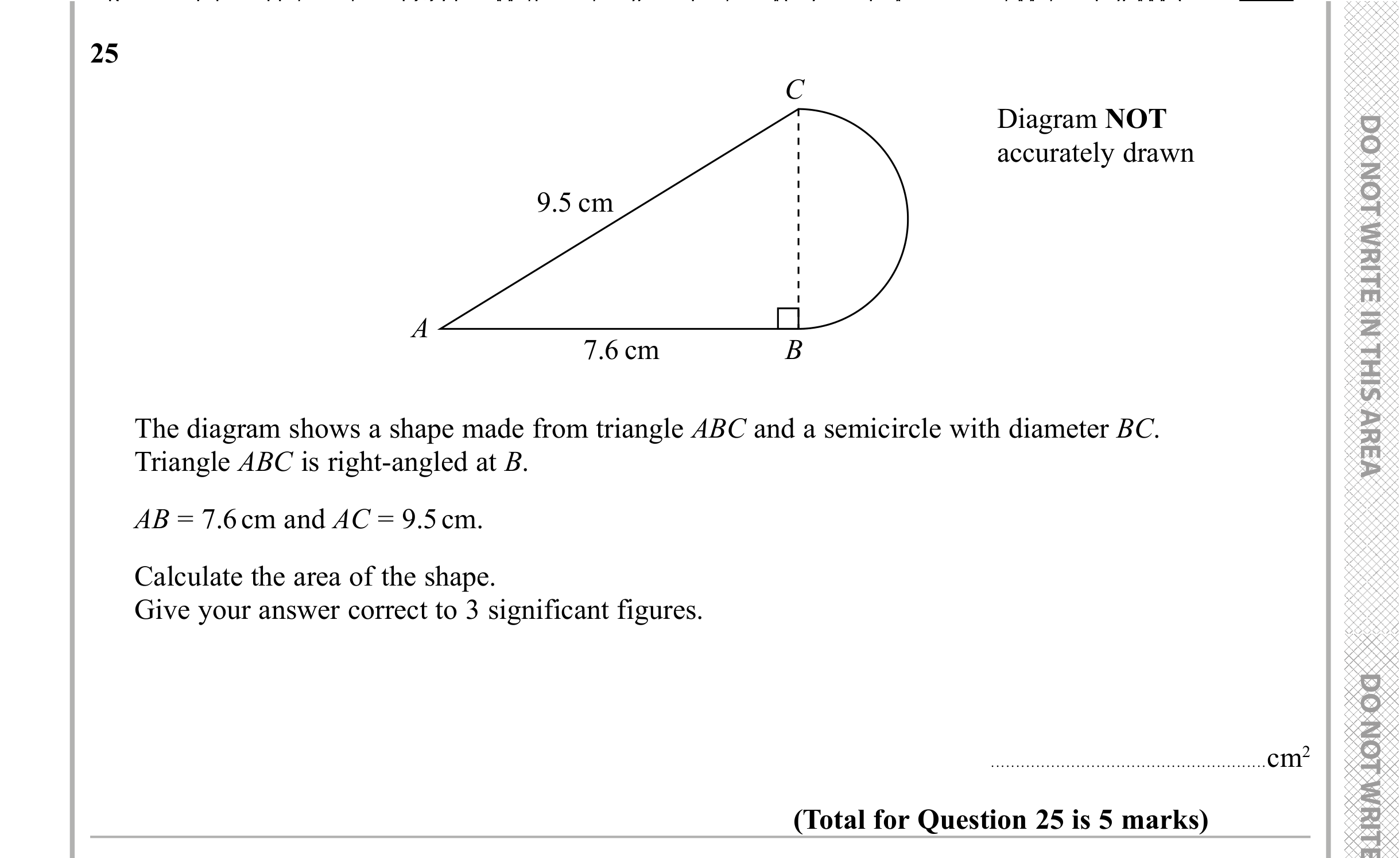 Question 25 — Perimeter and Area, Pythagoras, Circles — Edexcel iGCSE Sample Paper