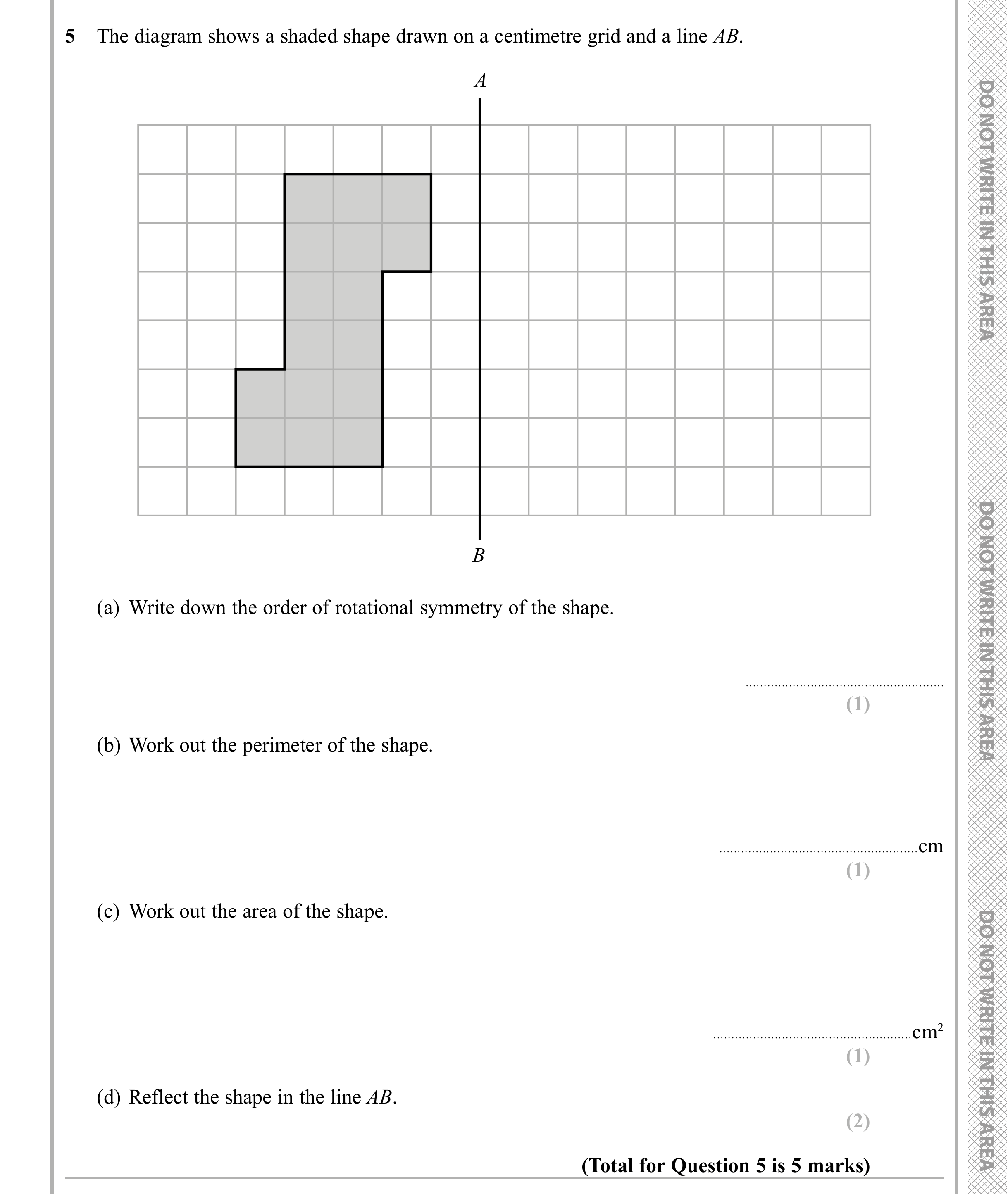 Question 5 — Rotations/Reflections/Translations/Enlargements, Perimeter and Area — Edexcel iGCSE Sample Paper