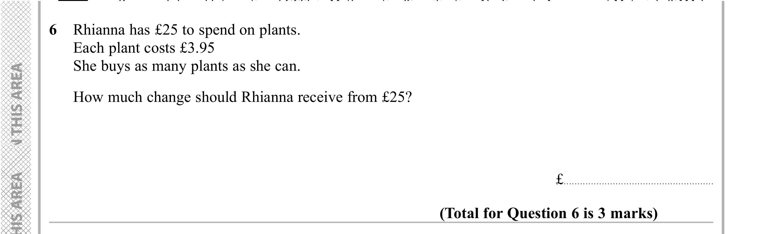 Question 6 — Money Problems — Edexcel iGCSE Sample Paper