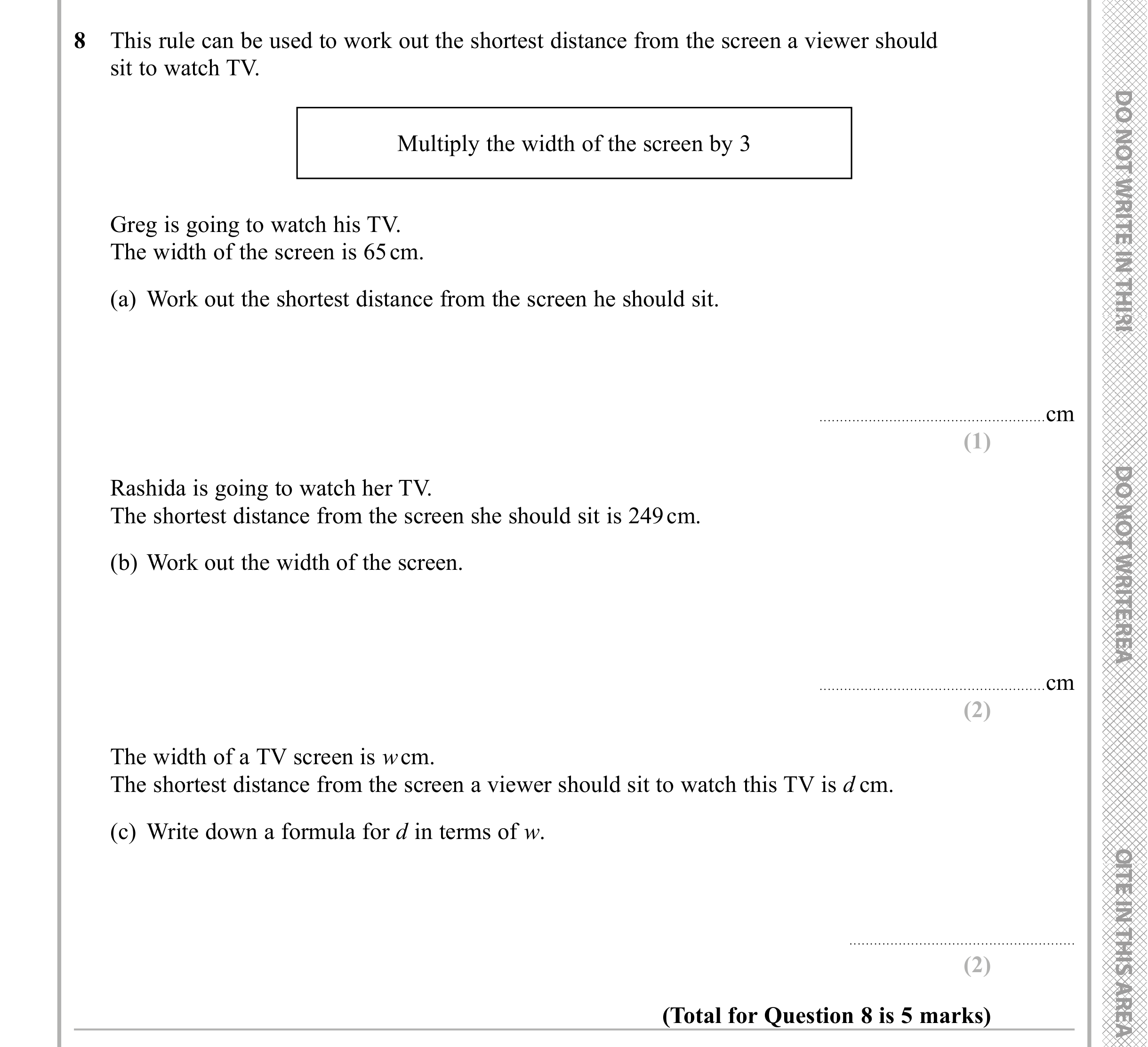 Question 8 — Formulae — Edexcel iGCSE Sample Paper