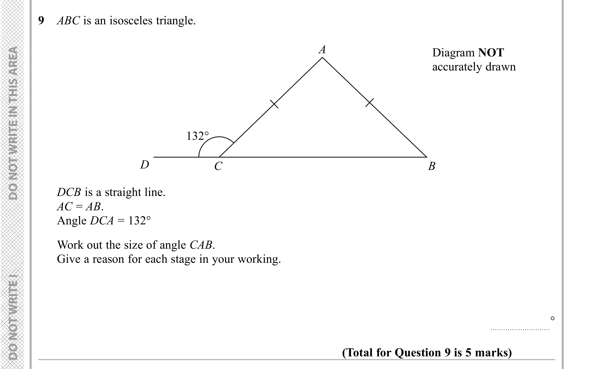 Question 9 — Angles — Edexcel iGCSE Sample Paper