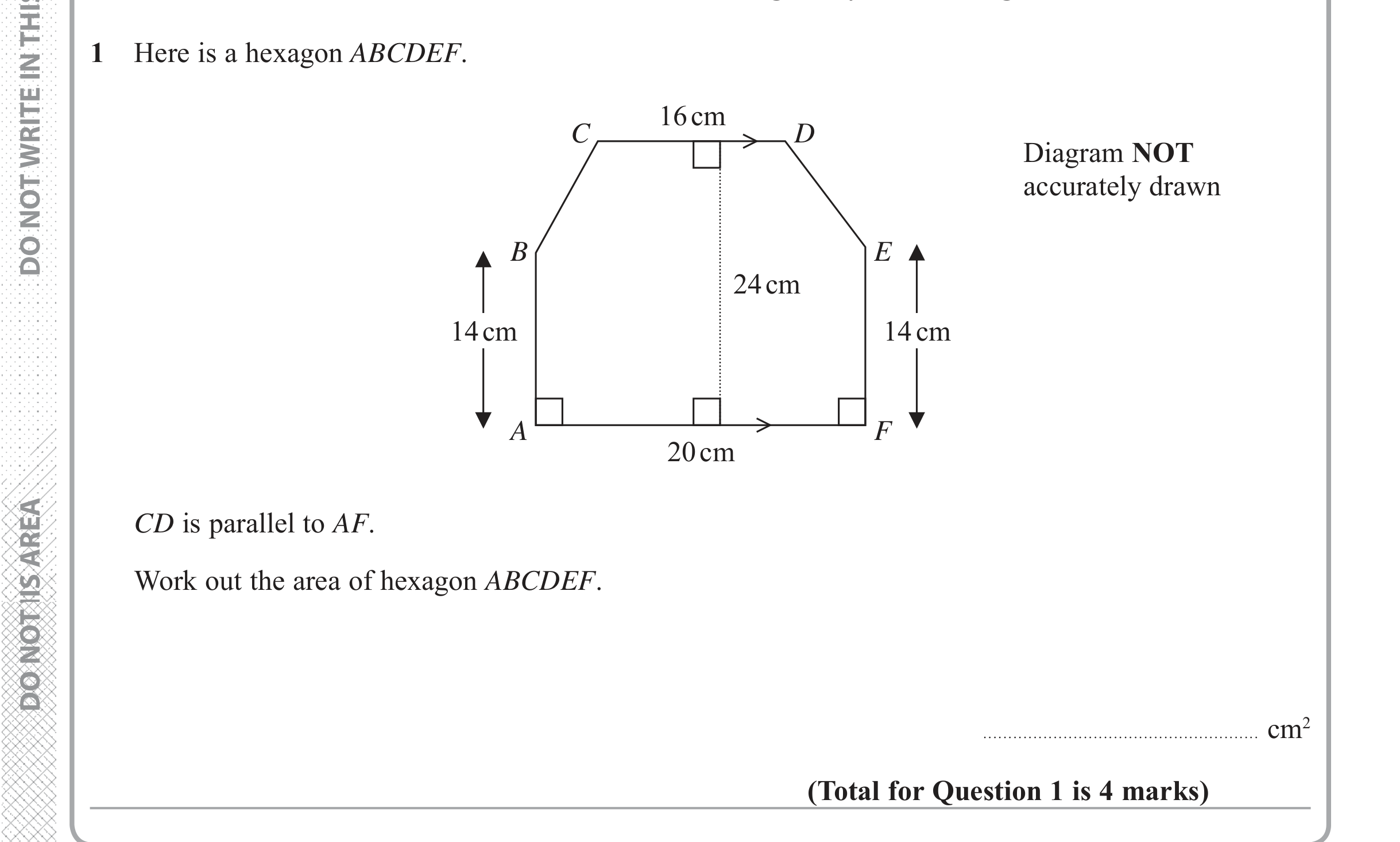 Question 1 — Perimeter and Area — Edexcel iGCSE June 2018