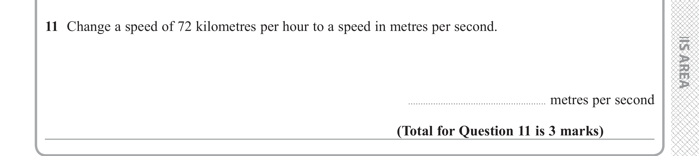 Question 11 — Unit Conversions — Edexcel iGCSE June 2018