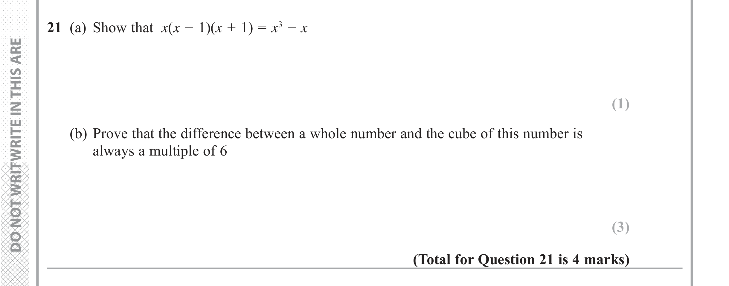 Question 21 — Algebra (Expand/Simplify/Factorise), Proofs — Edexcel iGCSE June 2018