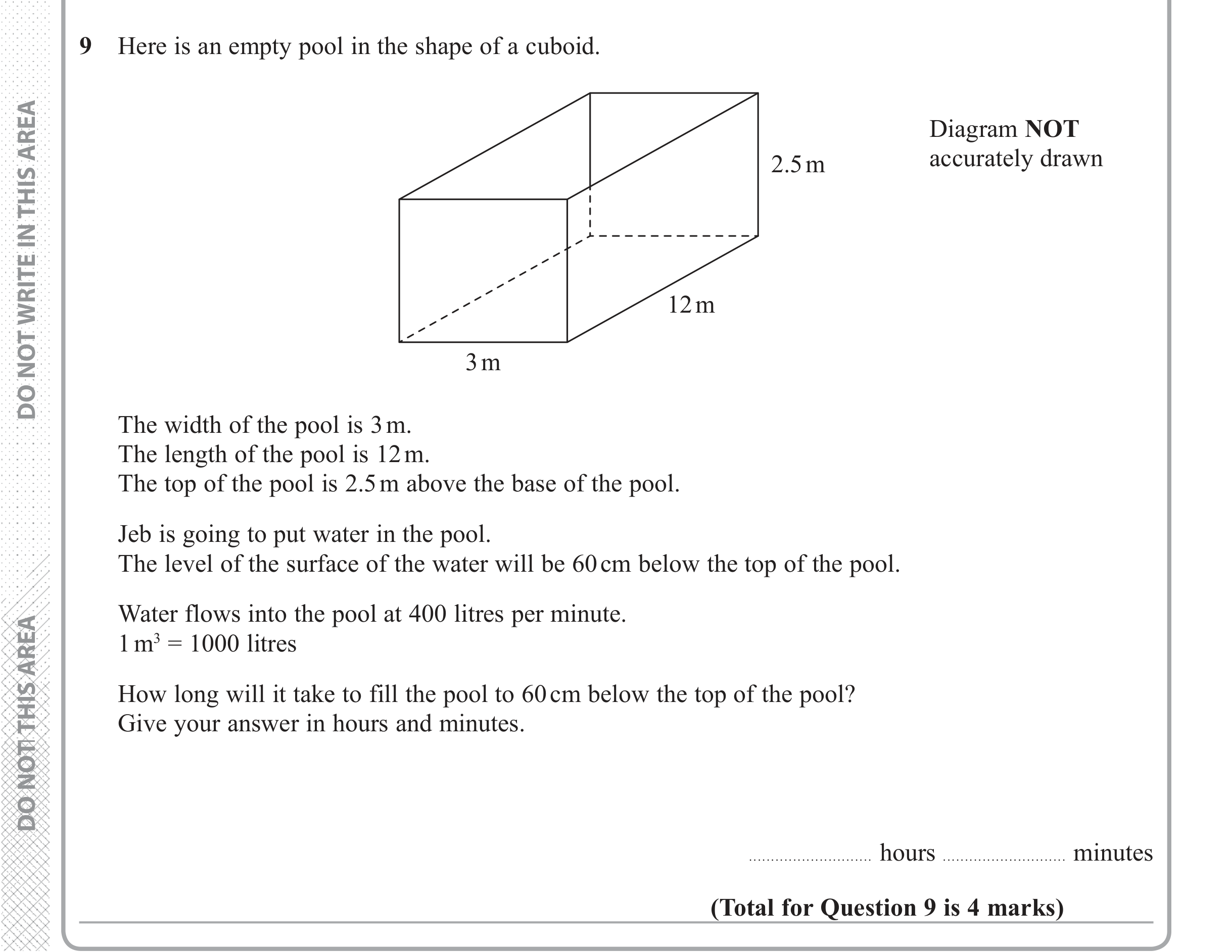 Question 9 — 3D Shapes and Volume — Edexcel iGCSE June 2018