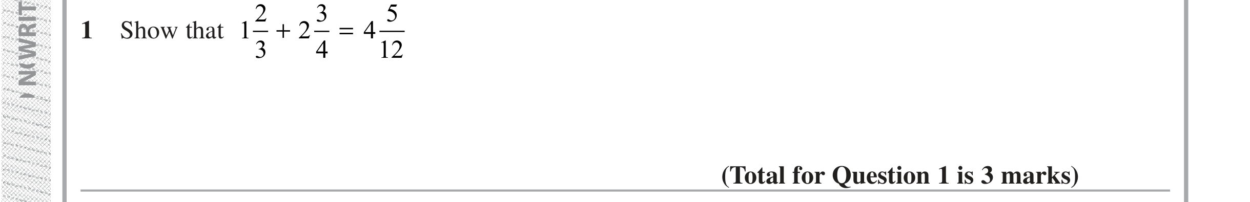 Question 1 — Fractions — Edexcel iGCSE Jan 2019