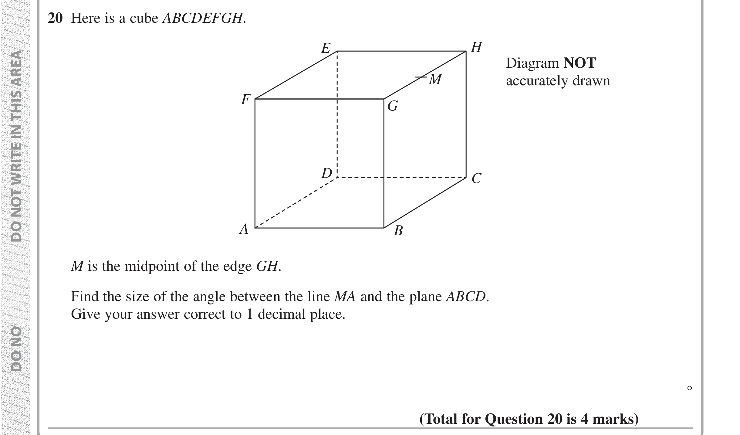 Question 20 — 3D Pythagoras — Edexcel iGCSE Jan 2019