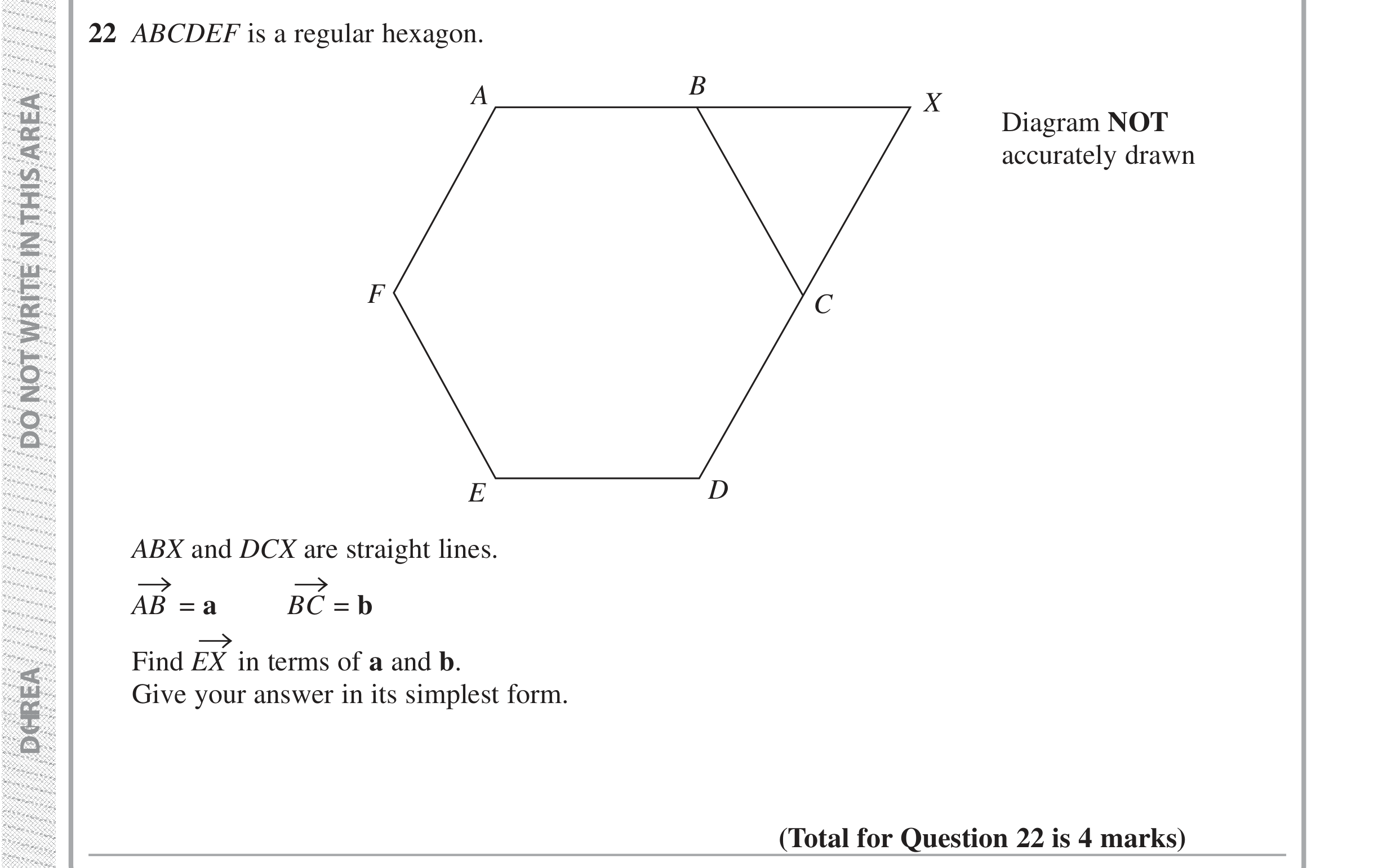 Question 22 — Vectors, Polygons — Edexcel iGCSE Jan 2019