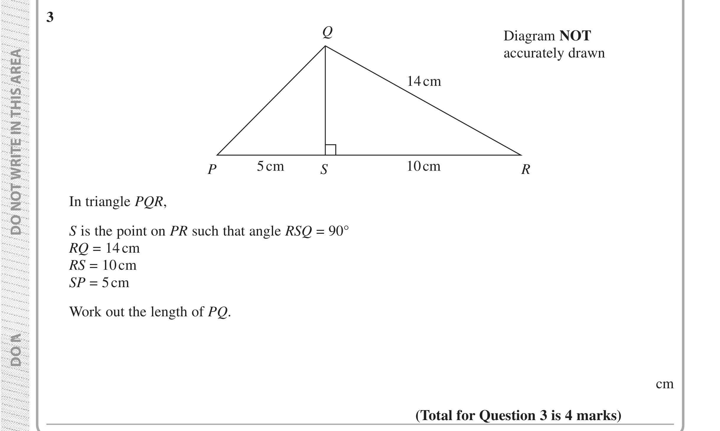 Question 3 — Pythagoras — Edexcel iGCSE Jan 2019