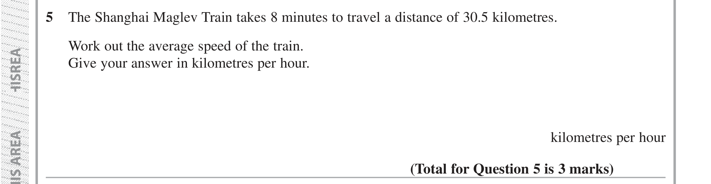 Question 5 — Unit Conversions — Edexcel iGCSE Jan 2019
