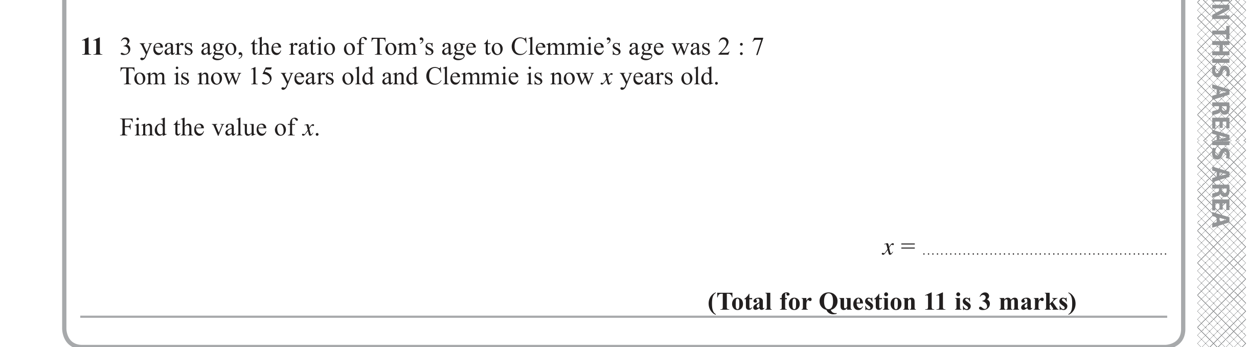 Question 11 — Ratios — Edexcel iGCSE June 2019