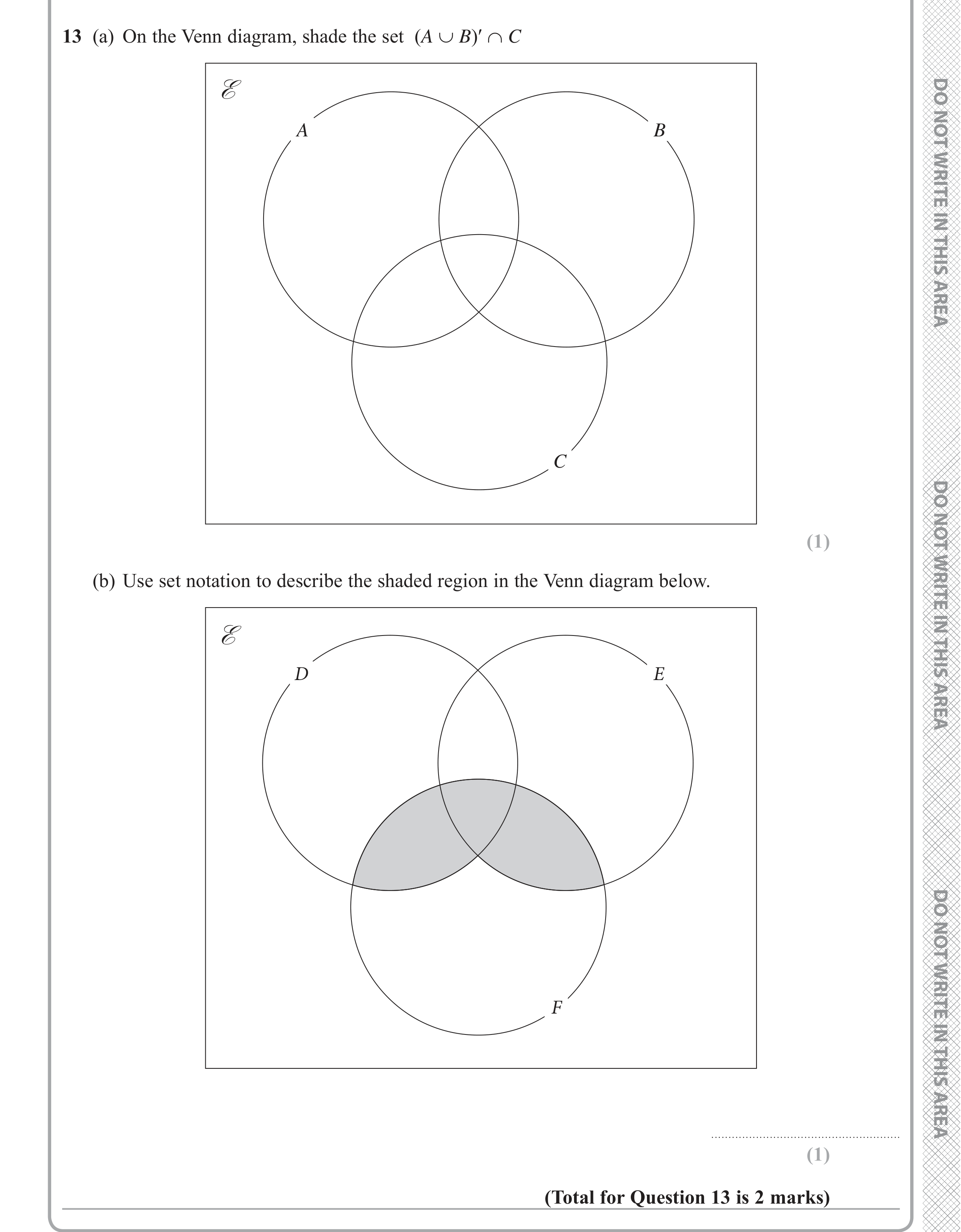 Question 13 — Set Notation — Edexcel iGCSE June 2019