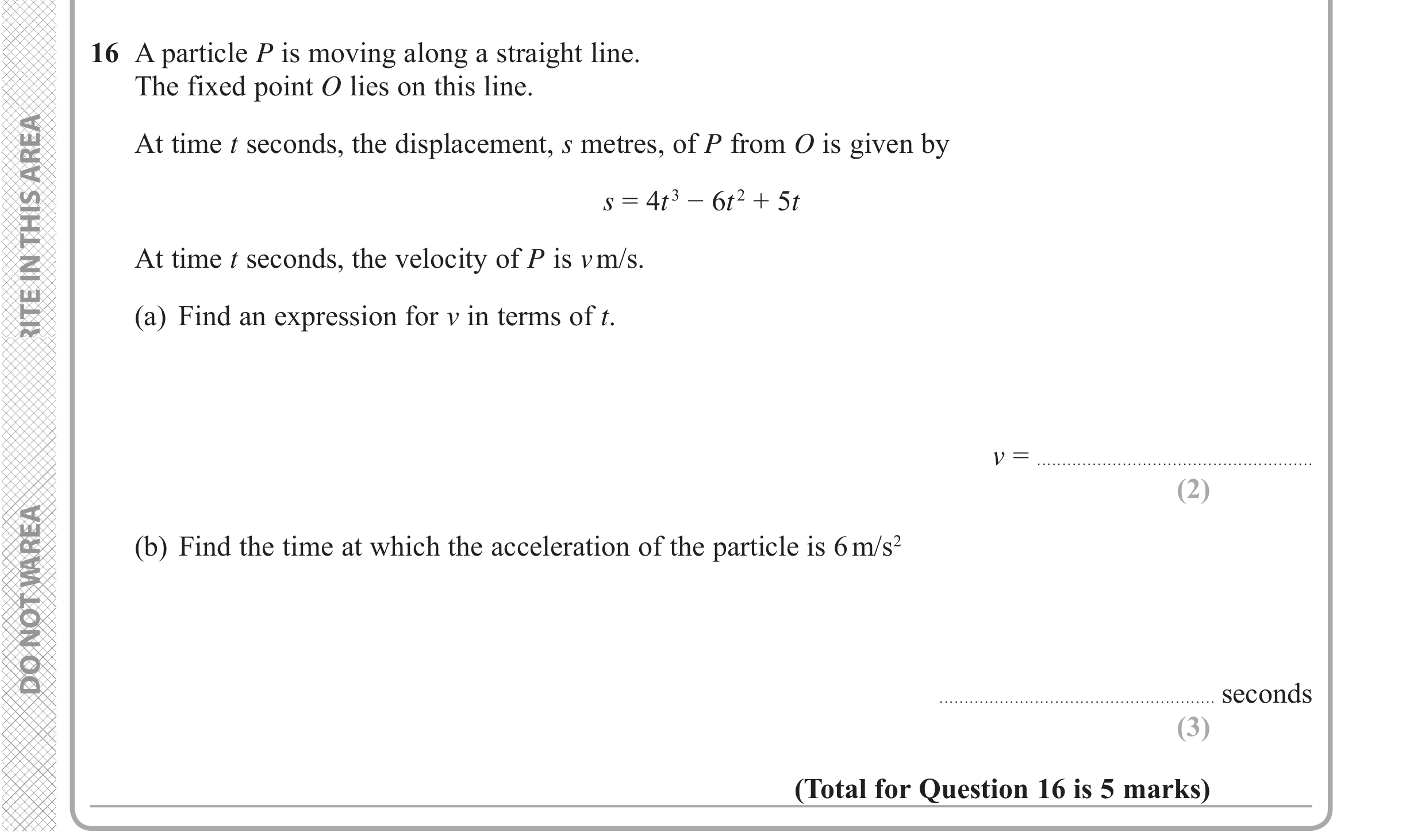 Question 16 — Differentiation — Edexcel iGCSE June 2019