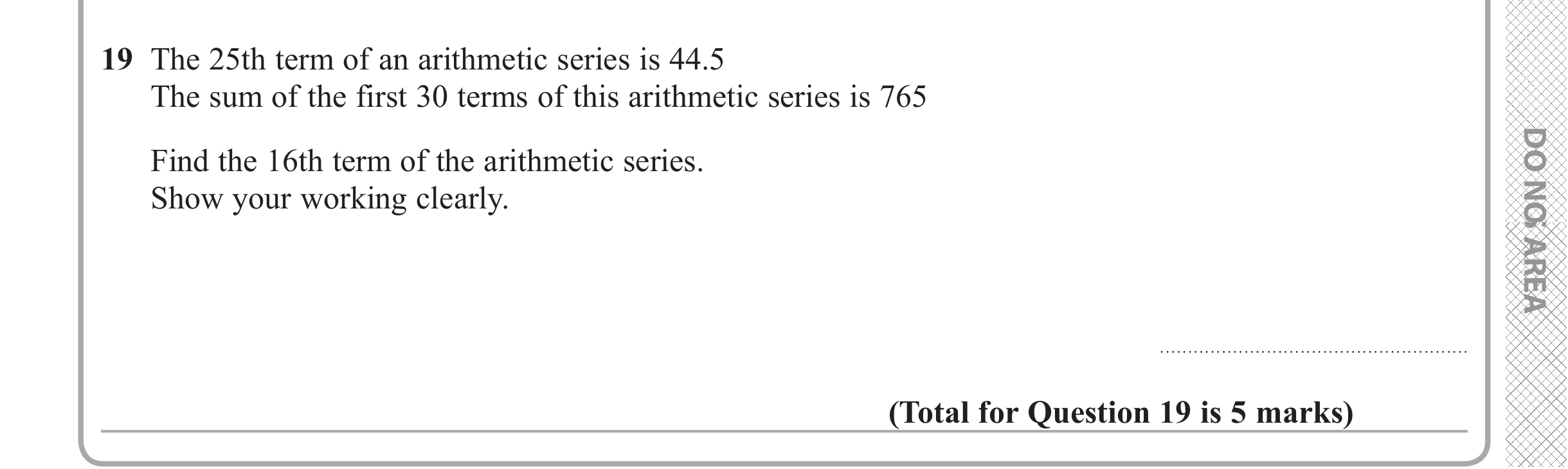 Question 19 — Sequences — Edexcel iGCSE June 2019