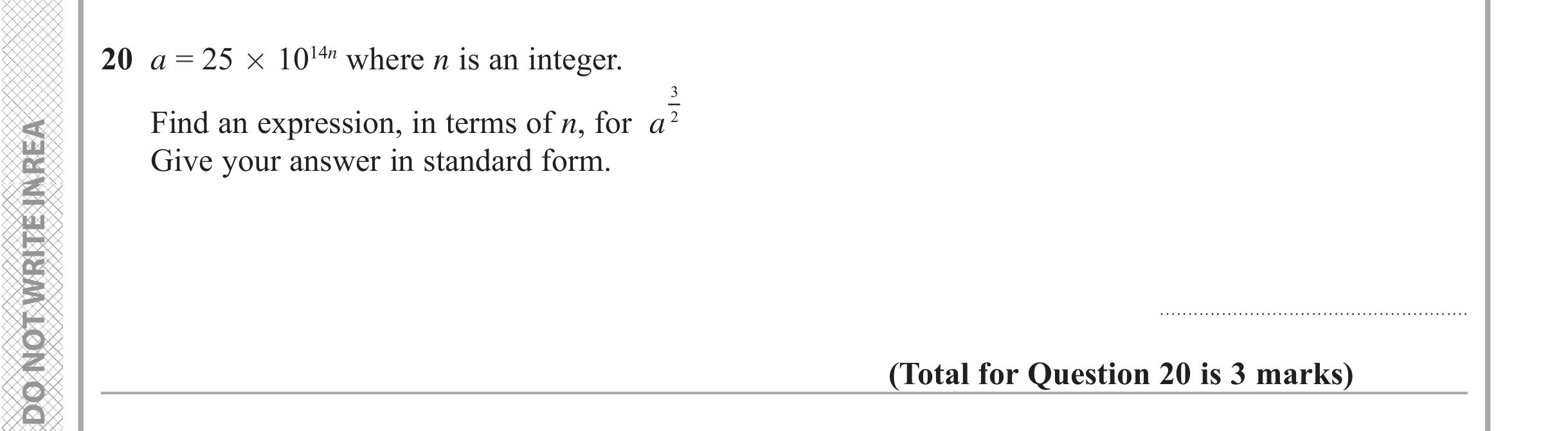 Question 20 — Powers — Edexcel iGCSE June 2019