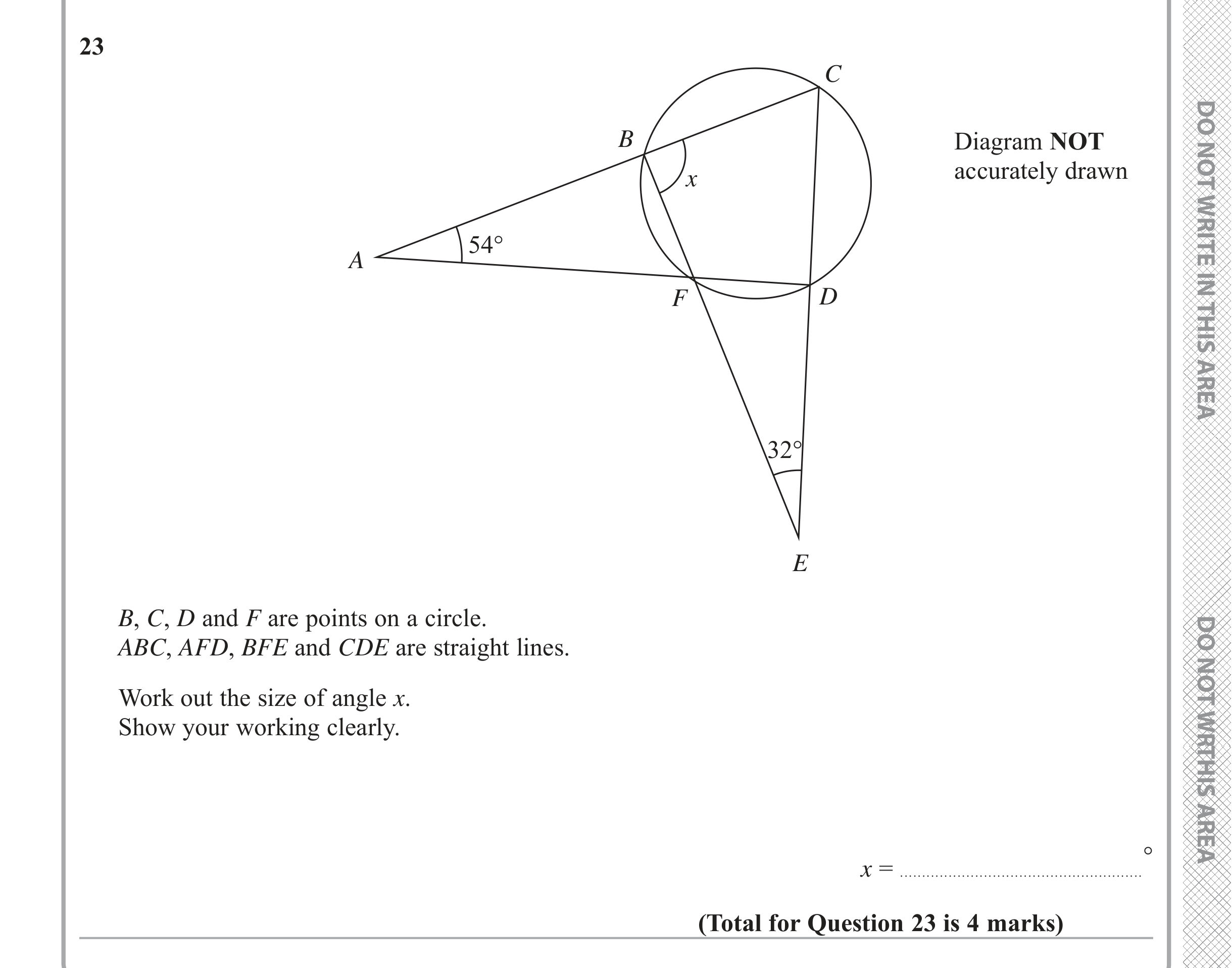 Question 23 — Circle Theorems — Edexcel iGCSE June 2019